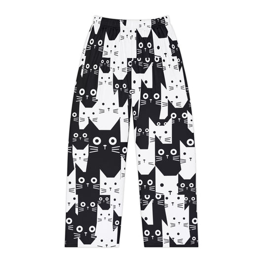 Whimsical Cat Print Women's Pajama Pants, Cute Sleepwear, Cat Lover Gift, Lounge Pants for Cozy Nights, Fun Patterned PJs, Relaxation Wear