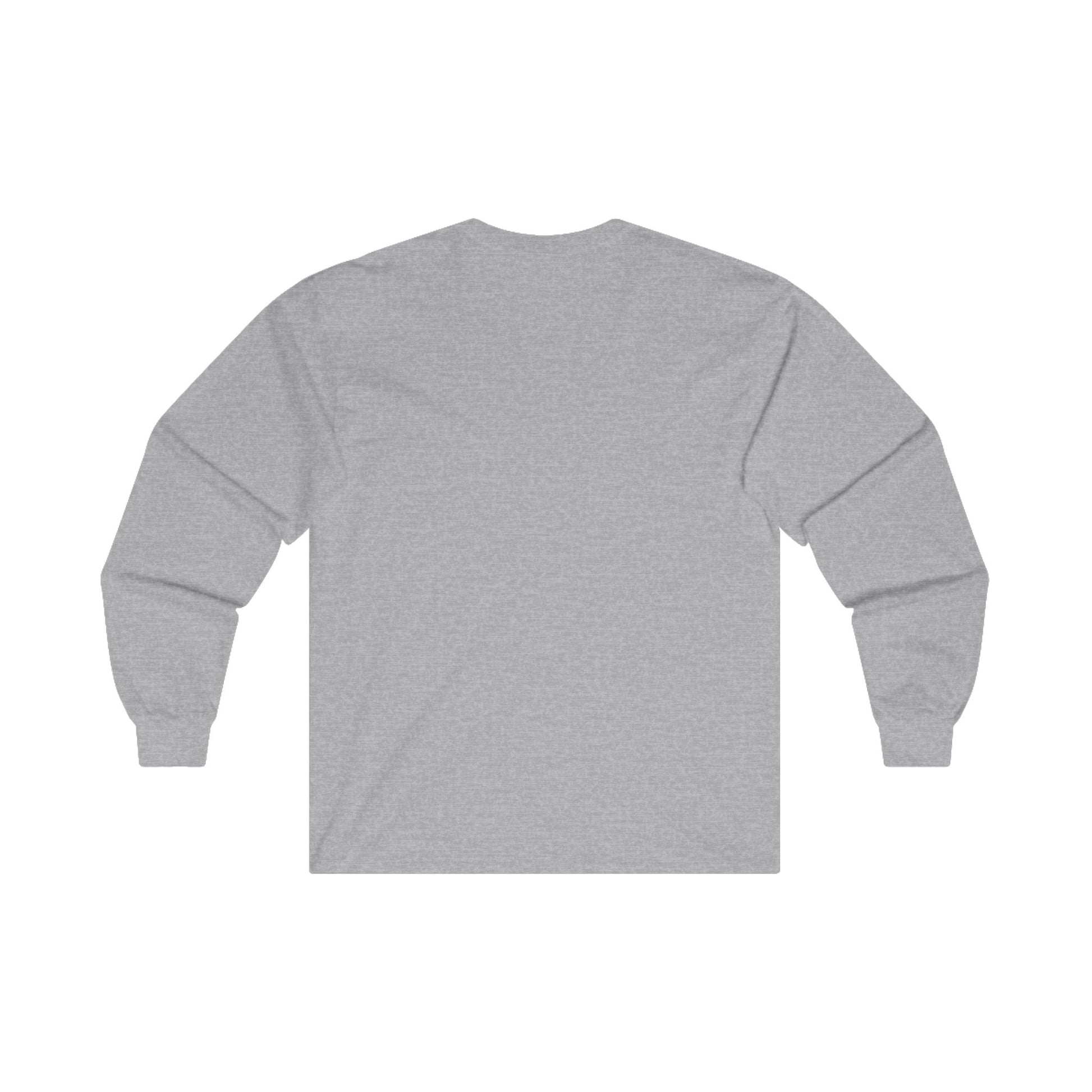 grey long sleeve shirt rear view
