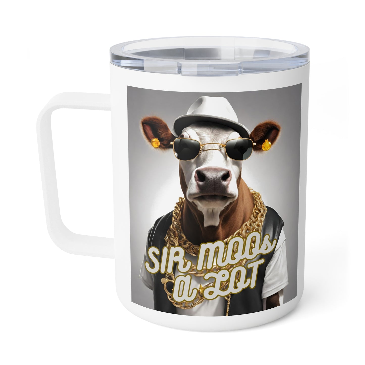 Sir MOOs A lot- Funny Cow Insulated Coffee Mug, 10oz