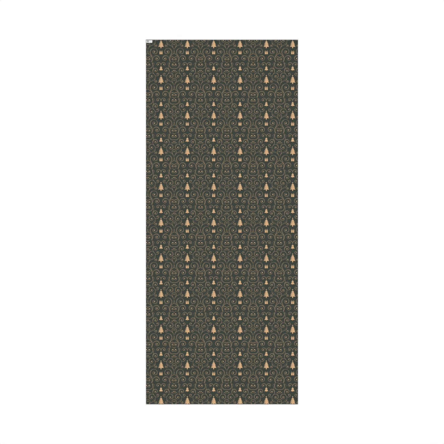 Christmas Tree & Bell Pattern Gift Wrap Paper — Elegant Dark Green Holiday Wrapping