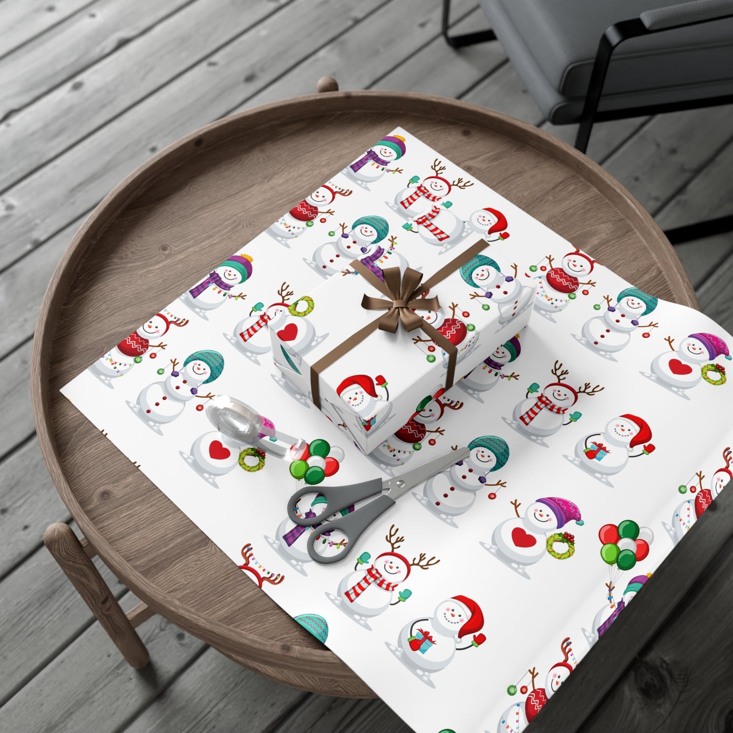 Gift Wrap Papers - Festive Snowman Holiday Cheer Wrapping Sheets