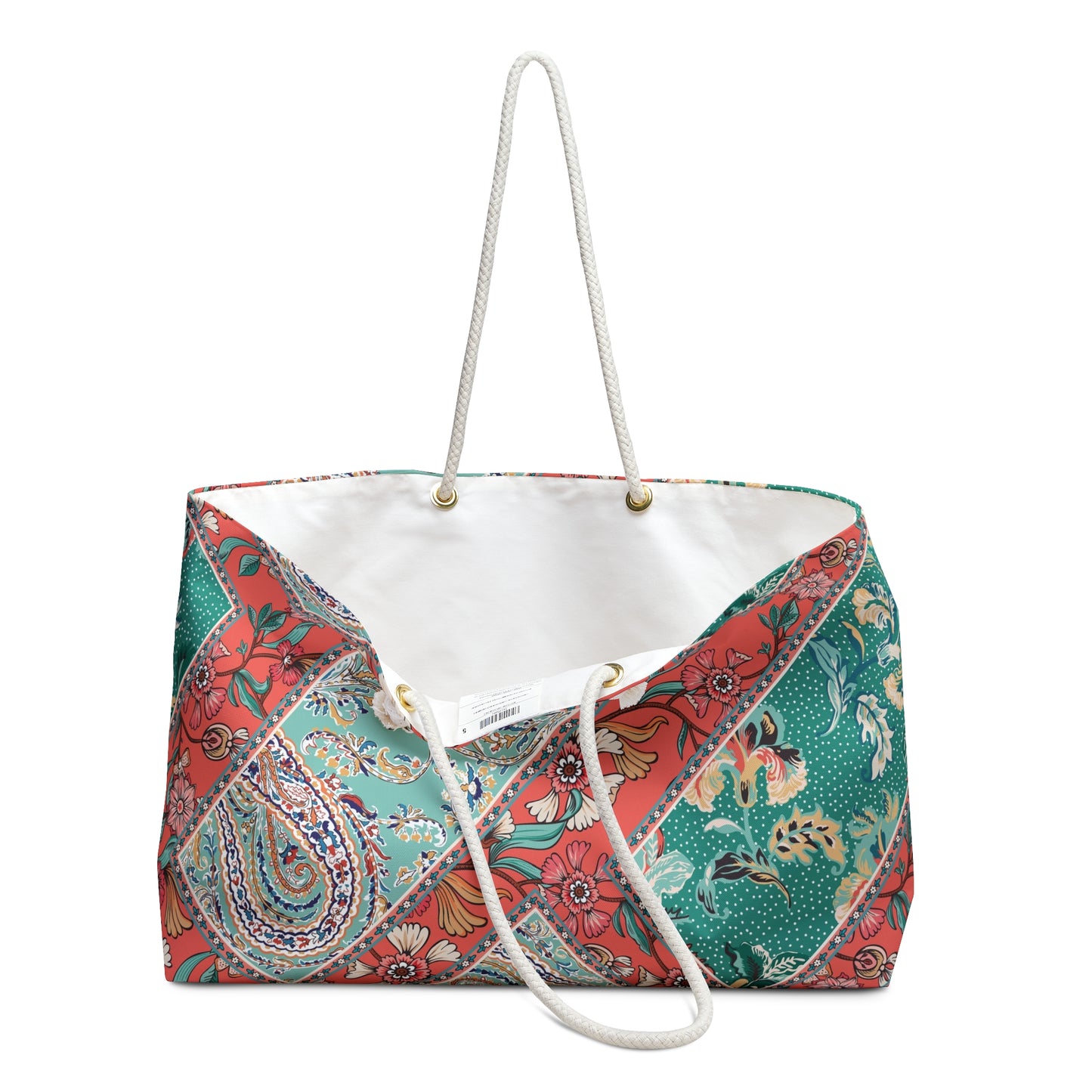 Bohemian Weekender Bag - Travel Tote, Beach Bag, Floral Print, Summer Vacation, Gift Idea for Her - aMOOsing Designs