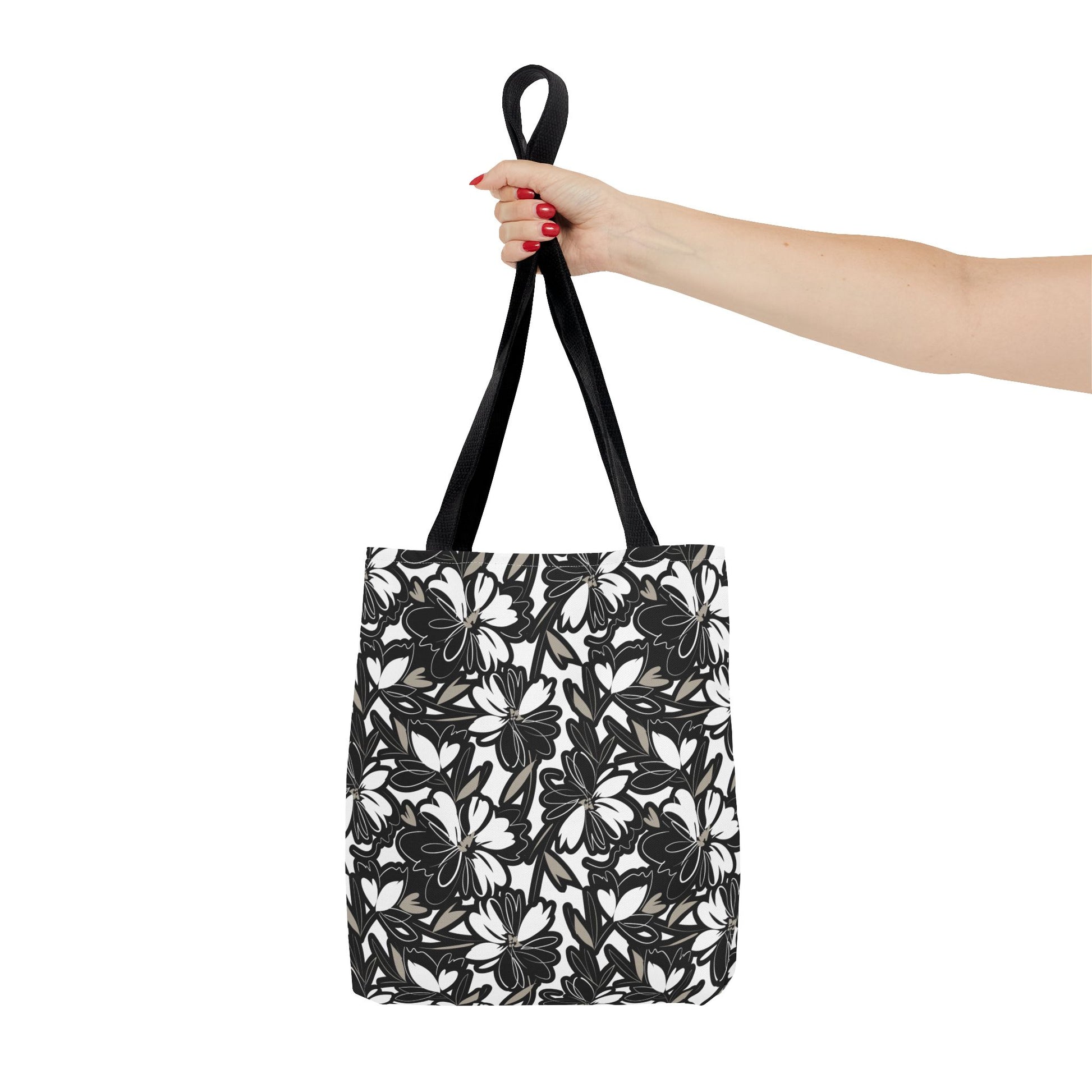 Chic Floral Tote Bag, Black and White Floral Print, Stylish Shopping Tote, Eco-Friendly Carryall, Perfect Gift for Her, Everyday Use - aMOOsing Designs