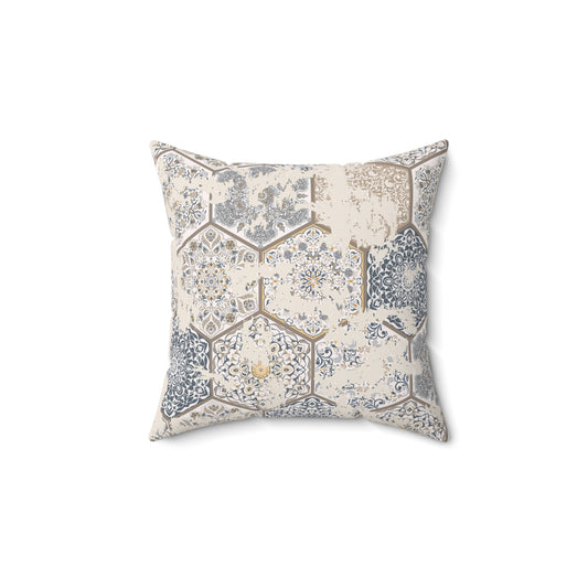 Elegant Geometric Throw Pillow - Distressed Farmhouse Home Decor, Accent Pillow, Modern Cushion