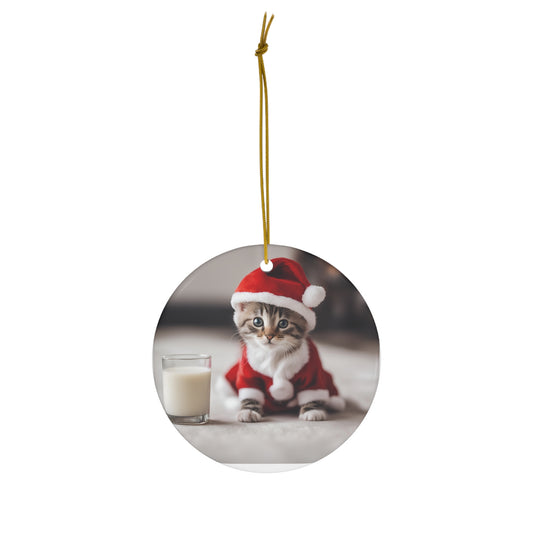 Santa Kitten Christmas Ornament