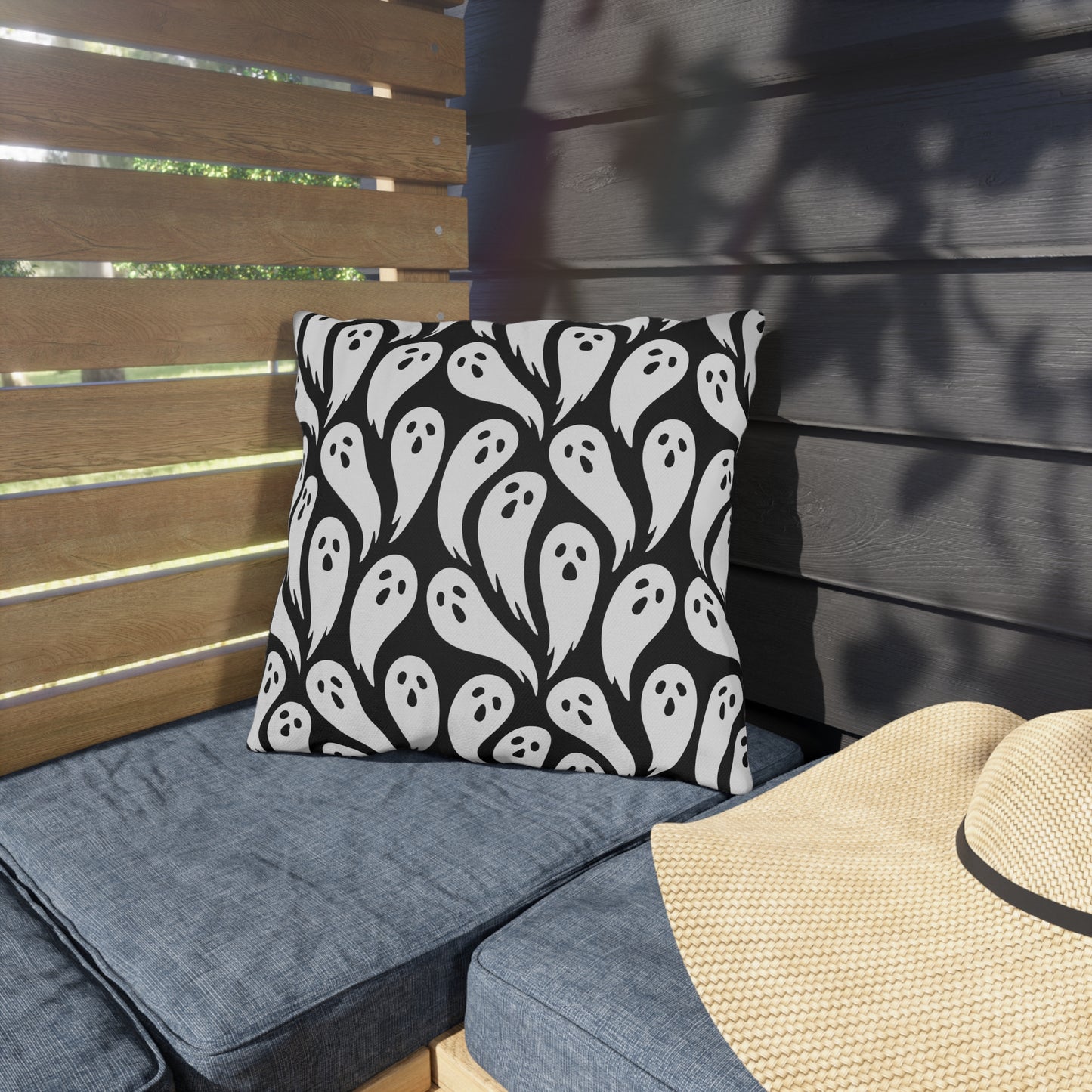 Spooky Ghost Outdoor Pillow, Halloween Decor, Patio Cushion, Seasonal Throw Pillow, Fall Outdoor Accessories, Haunted House Decor