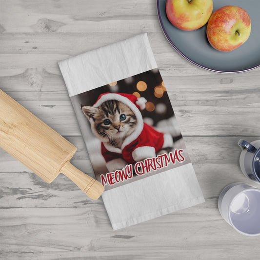 Meowy Christmas Cat Tea Towel – Festive Kitchen Décor for Cat Lovers