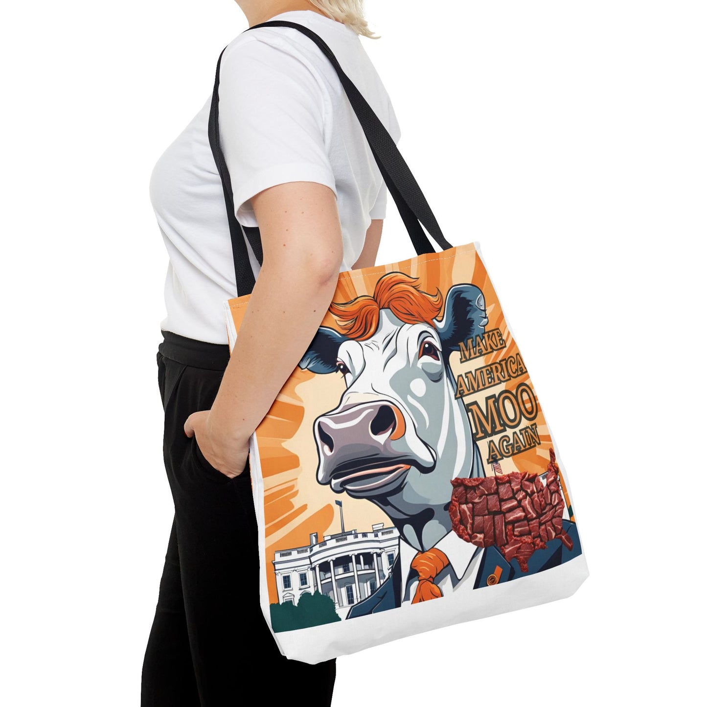 Make America Moo Again Tote Bag - Fun Cow Graphic for BBQ Lovers