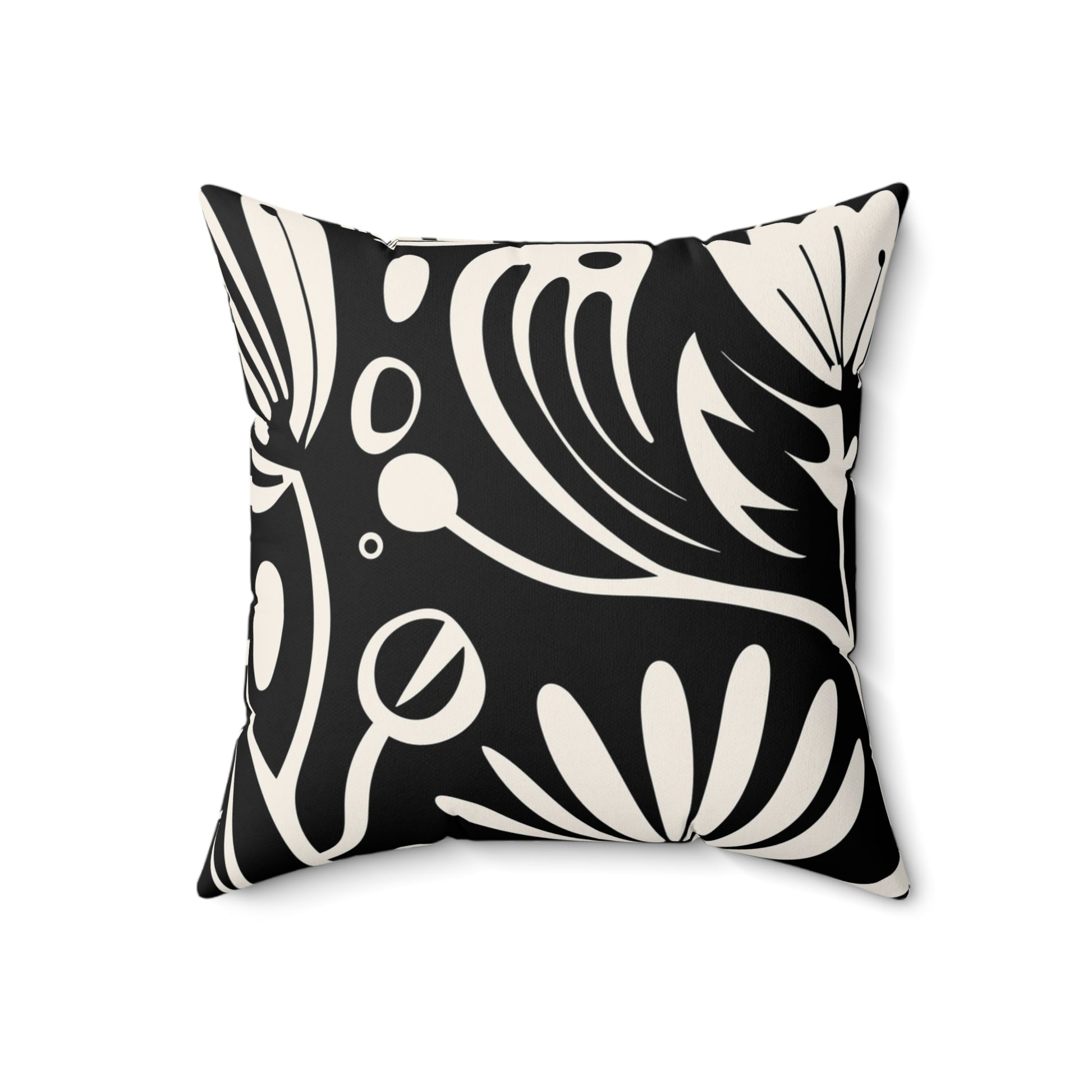 Boho Floral Throw Pillow, Modern Home Decor, Gift for Her, Couch Cushion, Black and White Pillow, Living Room Accent - aMOOsing Designs