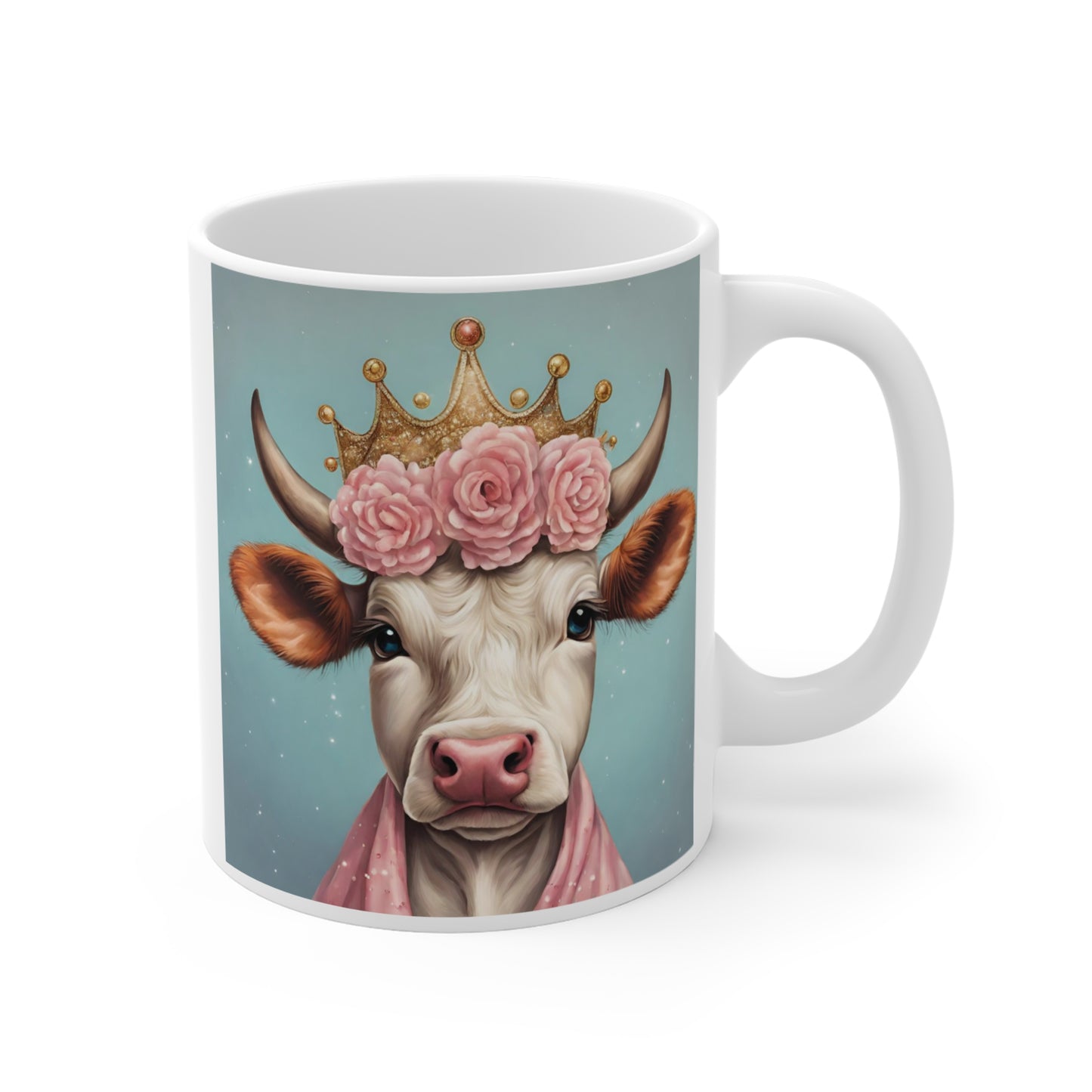 Charming Cow Princess Mug - 11oz Coffee Cup for Animal Lovers