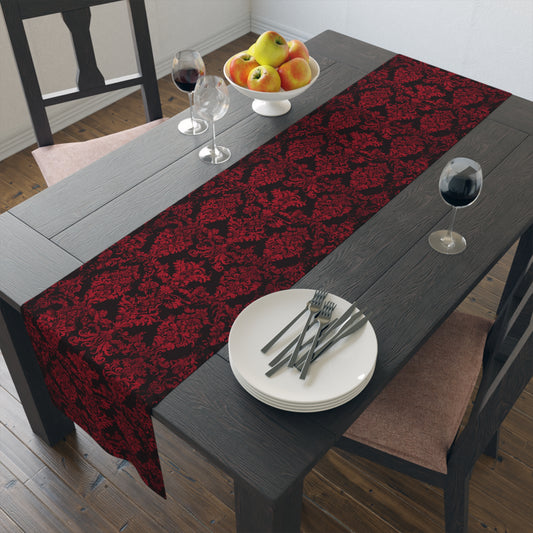 Elegant Damask Table Runner | Gothic Home Decor, Dining Table Accent, Wedding Decoration, Holiday Table Setting, Luxurious Fabric