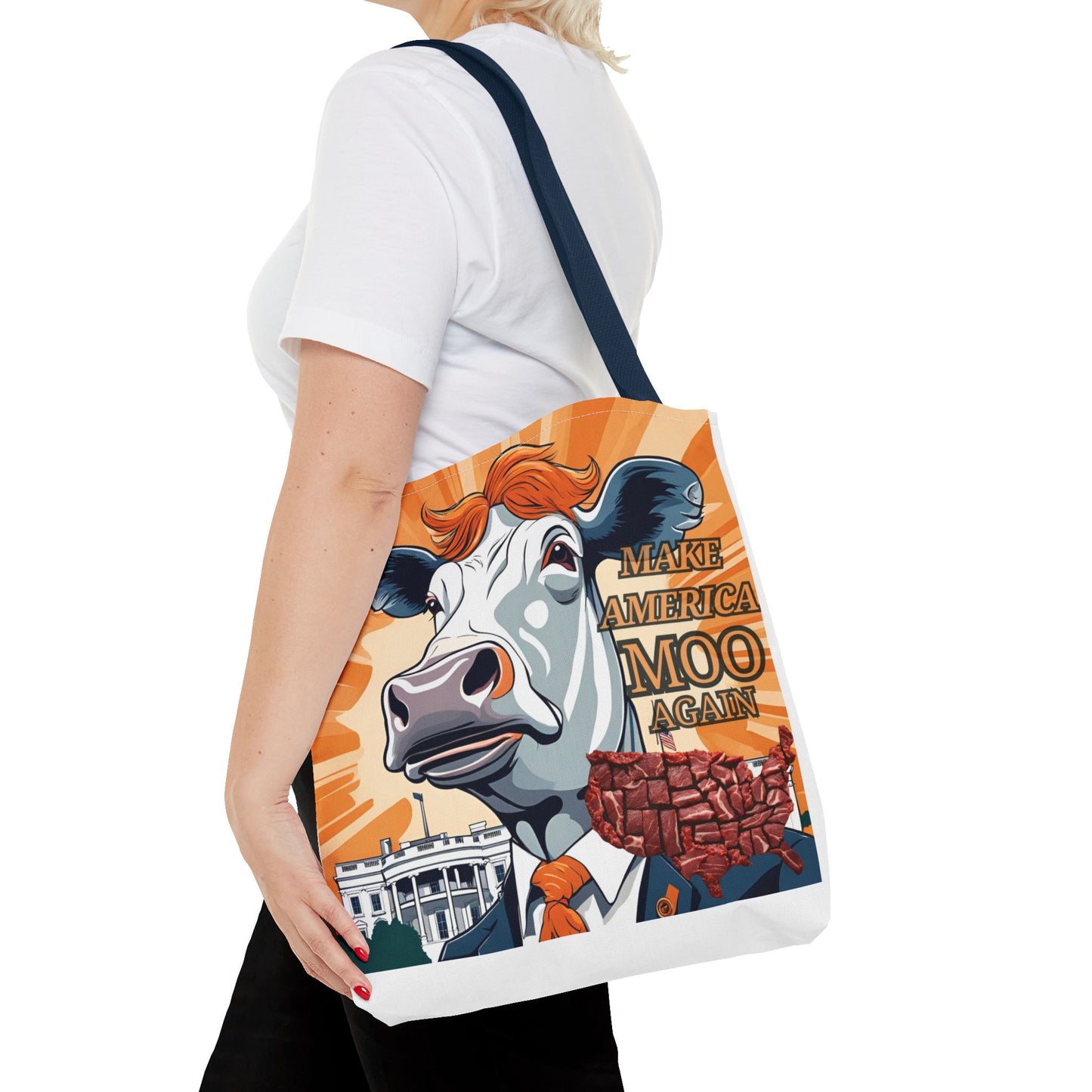 Make America Moo Again Tote Bag - Fun Cow Graphic for BBQ Lovers