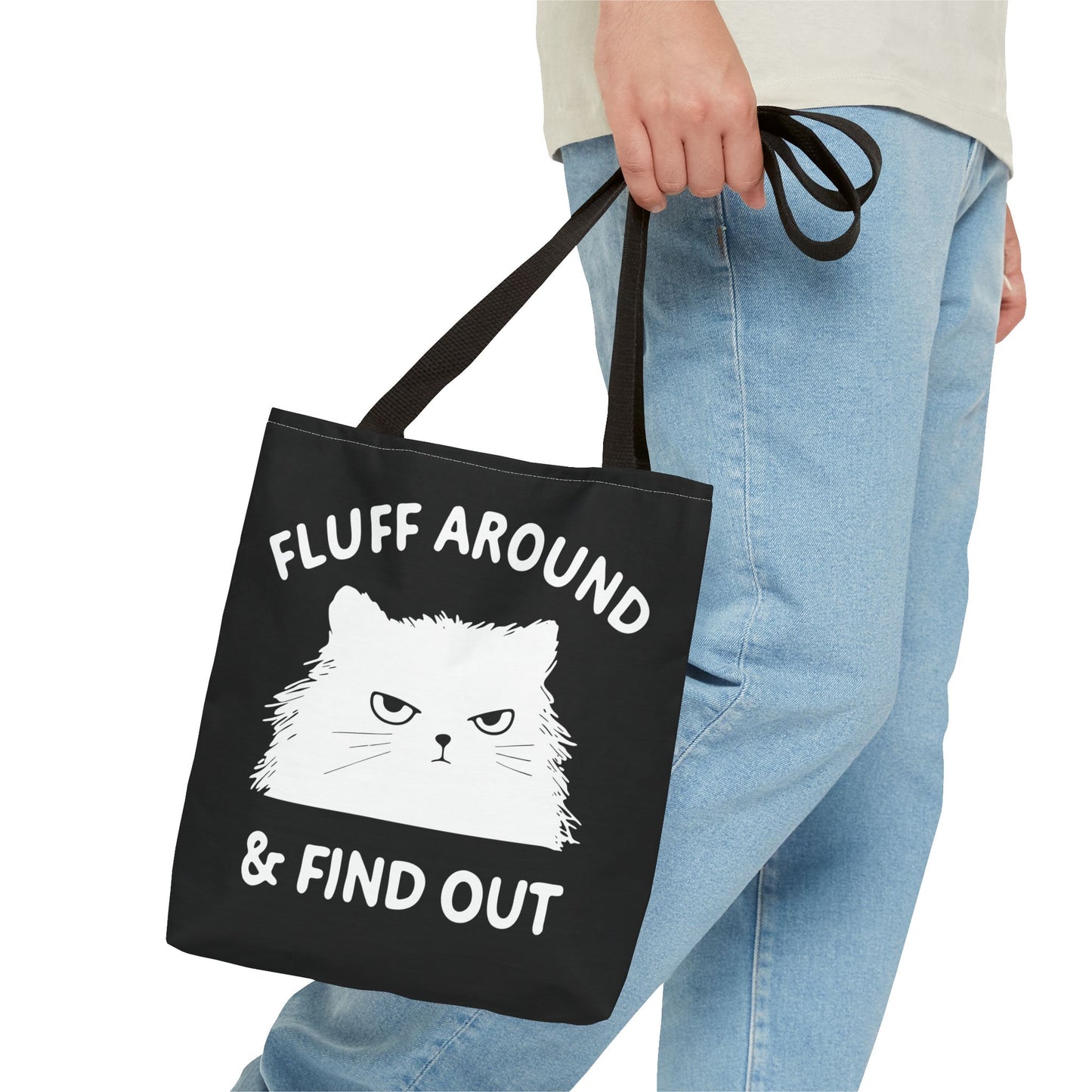 Fluff Around & Find Out Cat Tote Bag - Funny Animal Lover's Reusable Shopping Bag - aMOOsing Designs