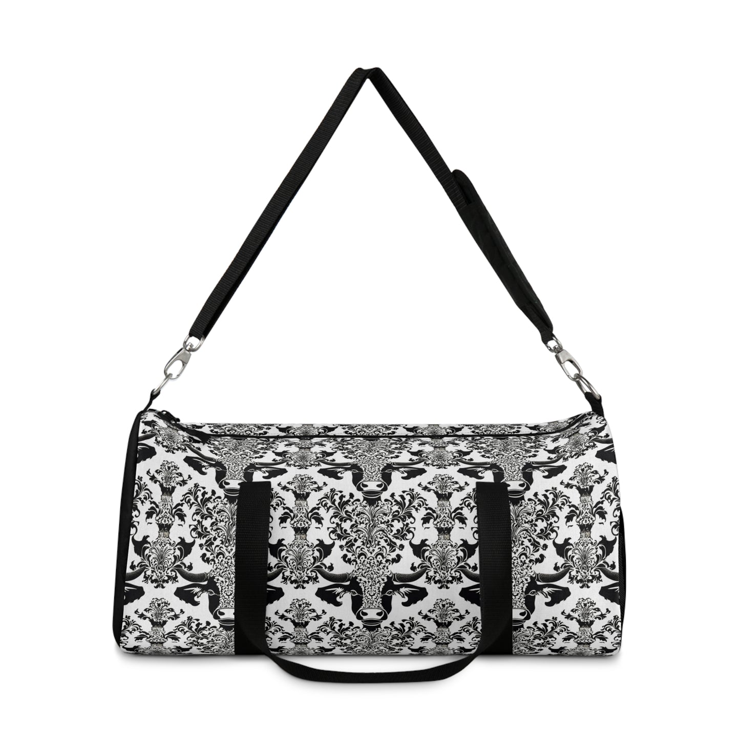 "daMOOsk"- Cow Damask Pattern- Duffel Bag