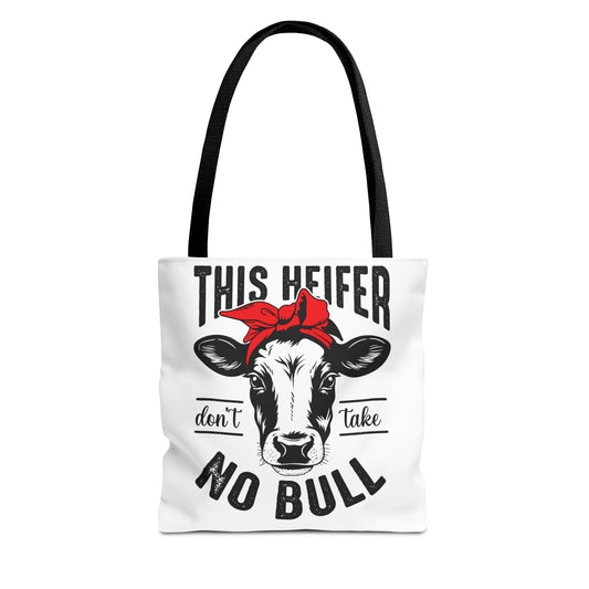 Funny Cow Tote Bag - This Heifer Don't Take No Bull, Farmhouse Style, - aMOOsing Designs