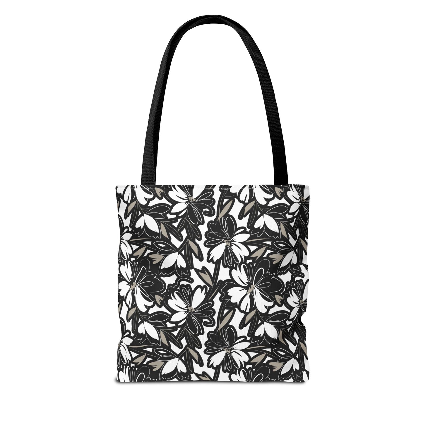 Chic Floral Tote Bag, Black and White Floral Print, Stylish Shopping Tote, Eco-Friendly Carryall, Perfect Gift for Her, Everyday Use - aMOOsing Designs