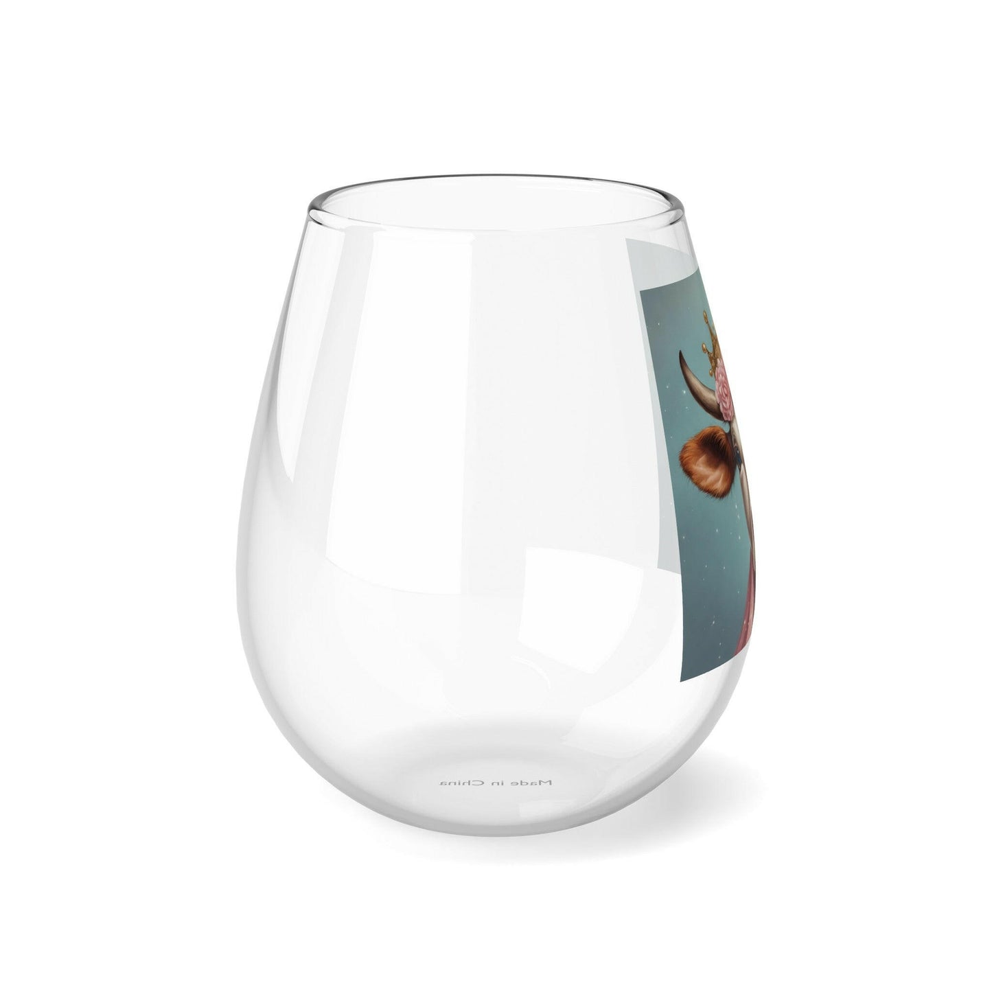 Princess Moo- Stemless Wine Glass, 11.75oz.