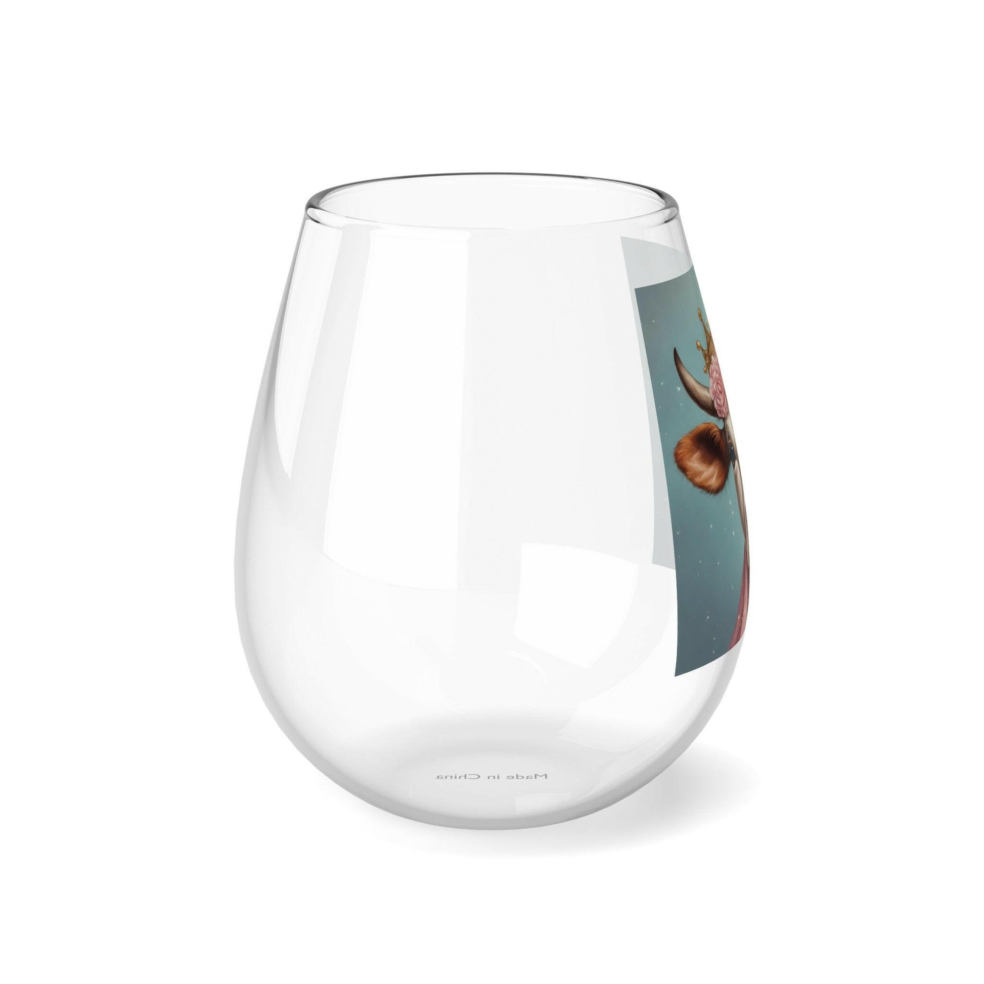 Princess Moo- Stemless Wine Glass, 11.75oz.