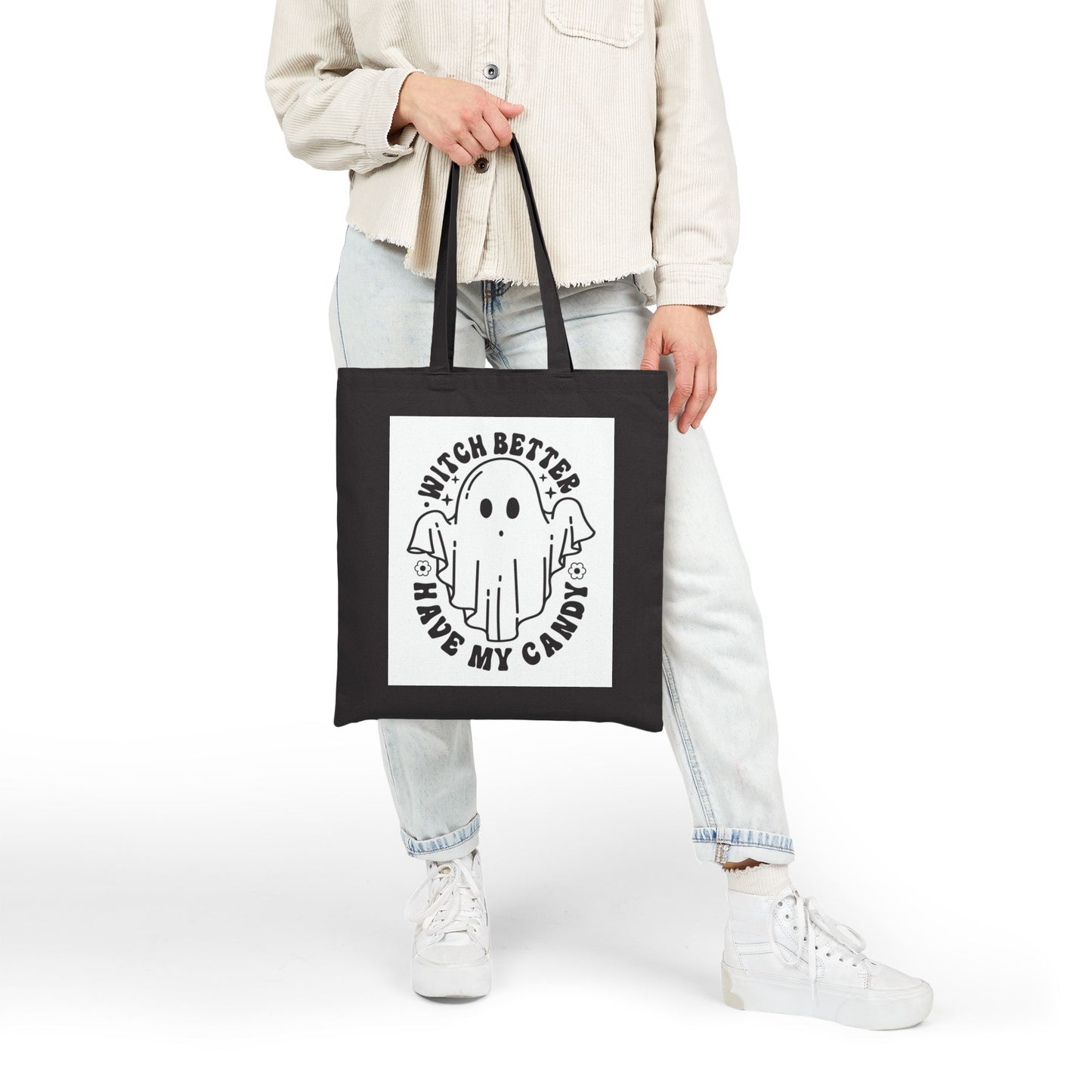 Cute Halloween Tote Bag, Ghost Design, Trick or Treat Bag, Spooky Gift, Eco-Friendly Shopping Bag
