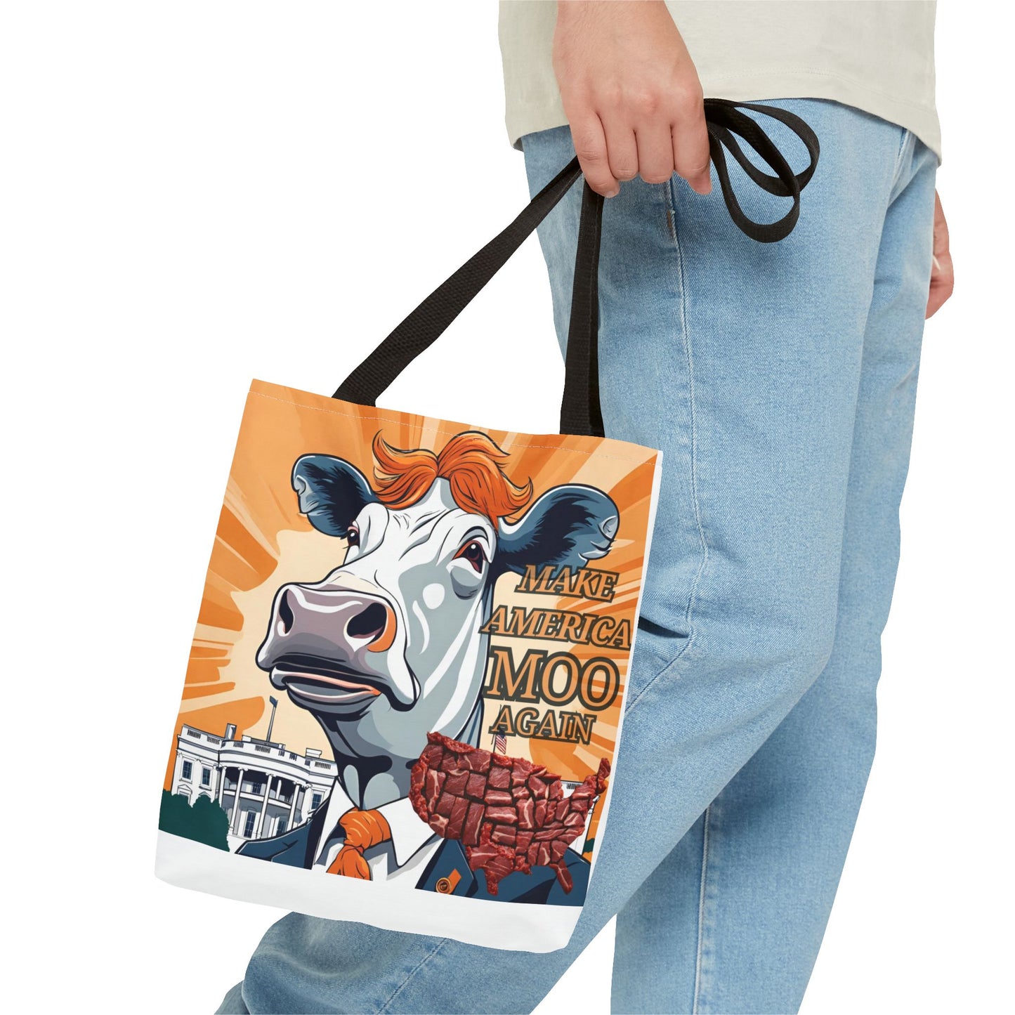 Make America Moo Again Tote Bag - Fun Cow Graphic for BBQ Lovers