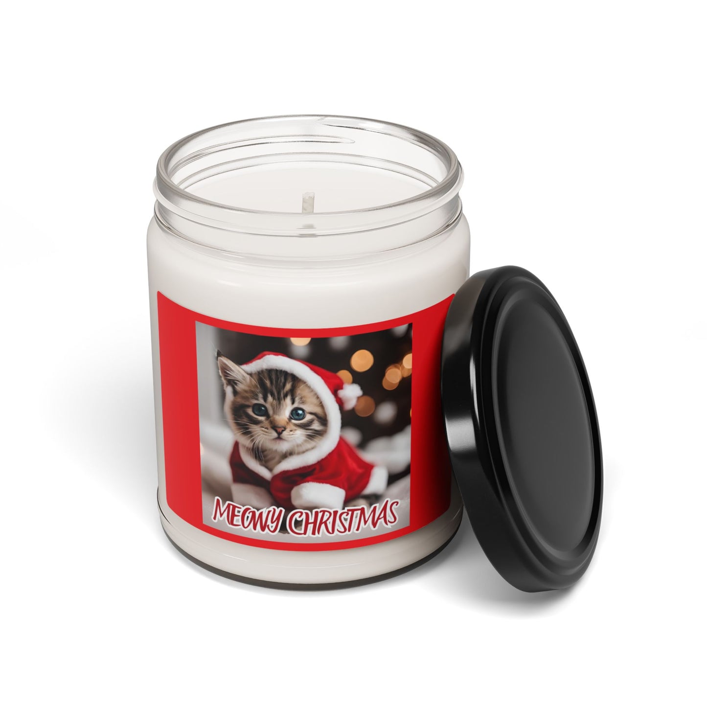 Meowy Christmas Scented Soy Candle - 9oz - Festive Cat Decor for Holiday Gifts