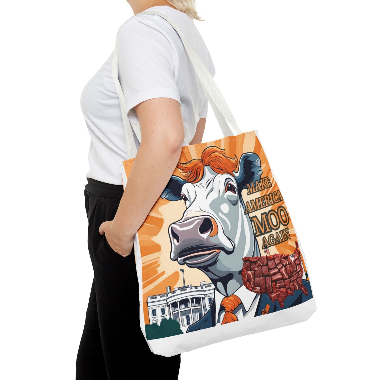 Make America Moo Again Tote Bag - Fun Cow Graphic for BBQ Lovers