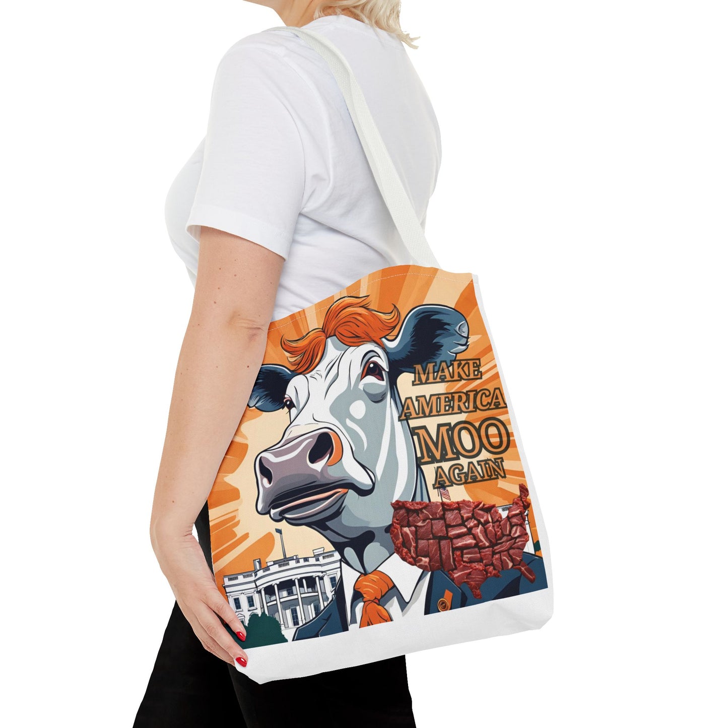 Make America Moo Again Tote Bag - Fun Cow Graphic for BBQ Lovers