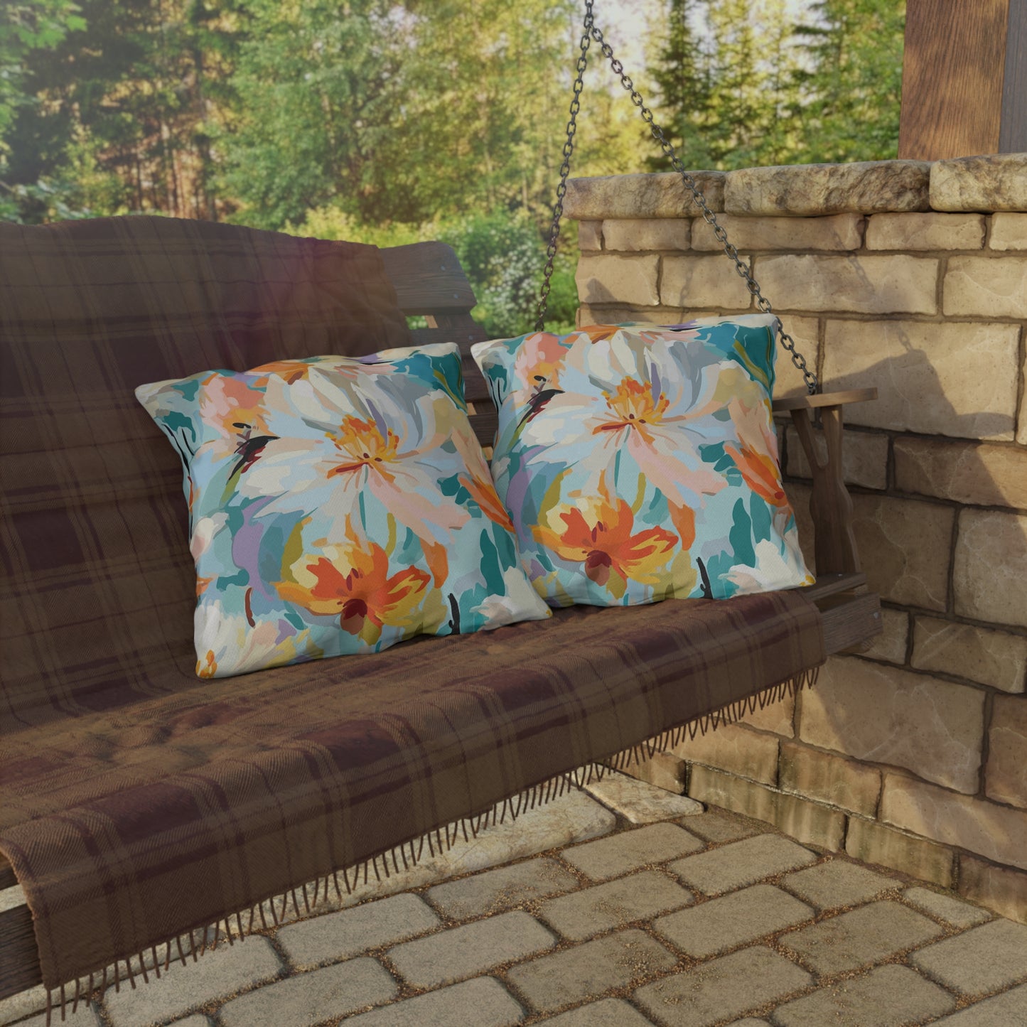 Vibrant Floral Outdoor Pillow - Decorate Your Patio or Garden - aMOOsing Designs