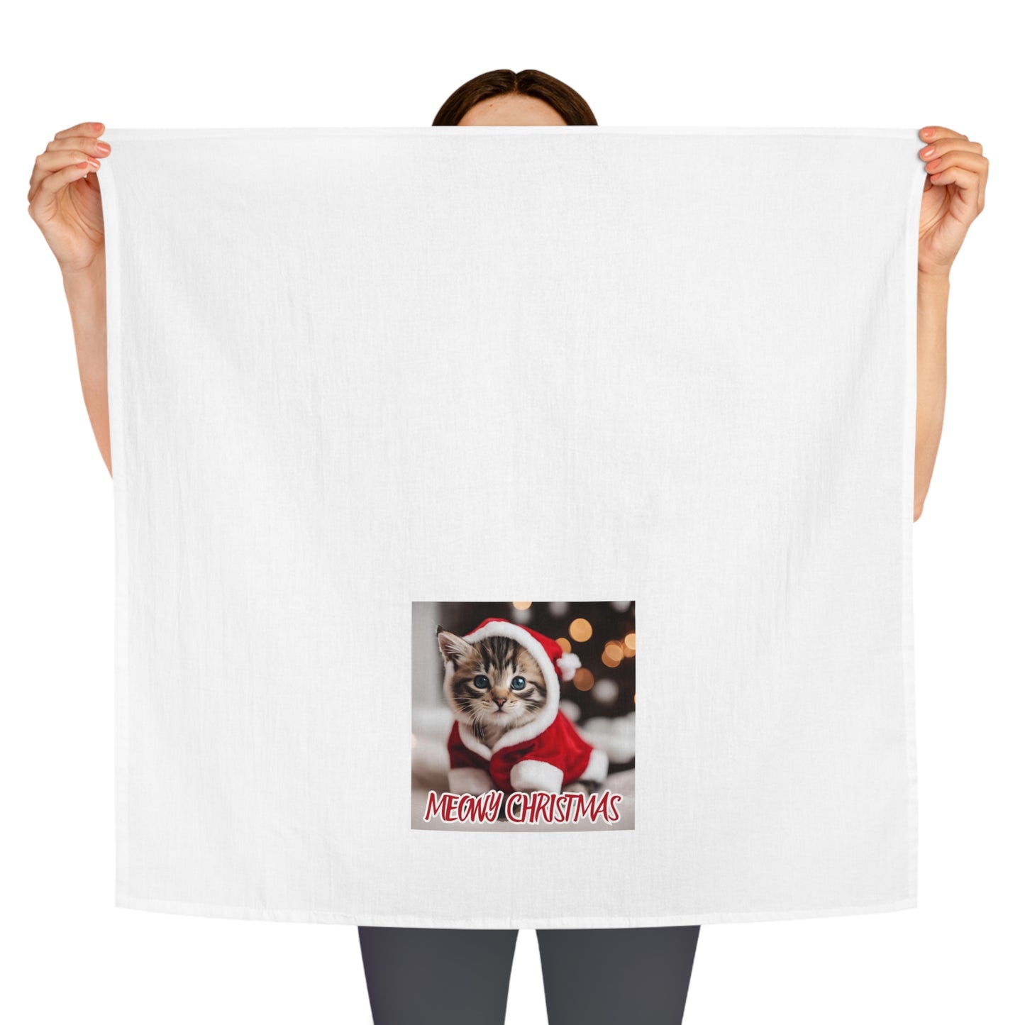 Meowy Christmas Cat Tea Towel – Festive Kitchen Décor for Cat Lovers