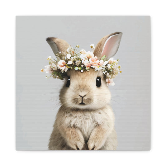 Cute Floral Bunny Canvas Wall Art - Perfect Spring Decor