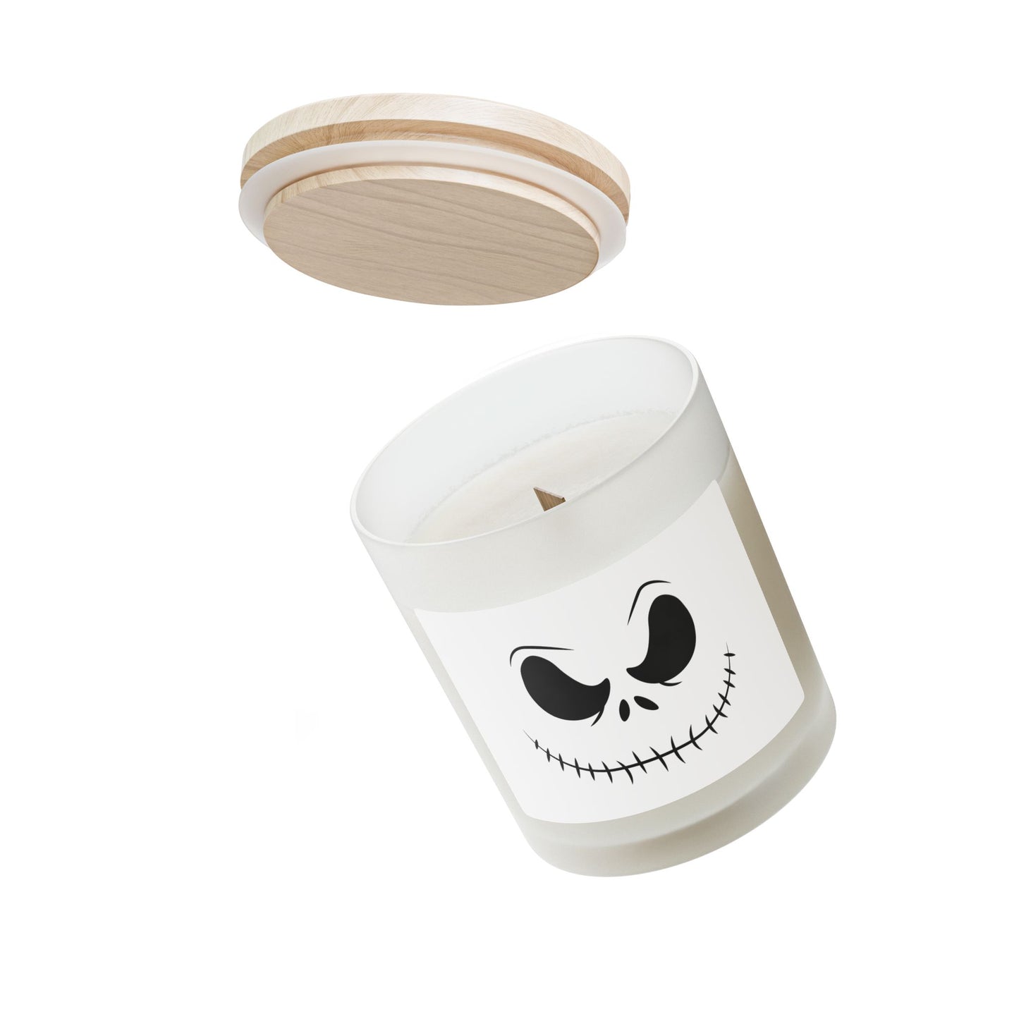 Halloween-Themed Frosted Glass Candle, Spooky Decor, Fall Home Fragrance, Scented Candle for Autumn