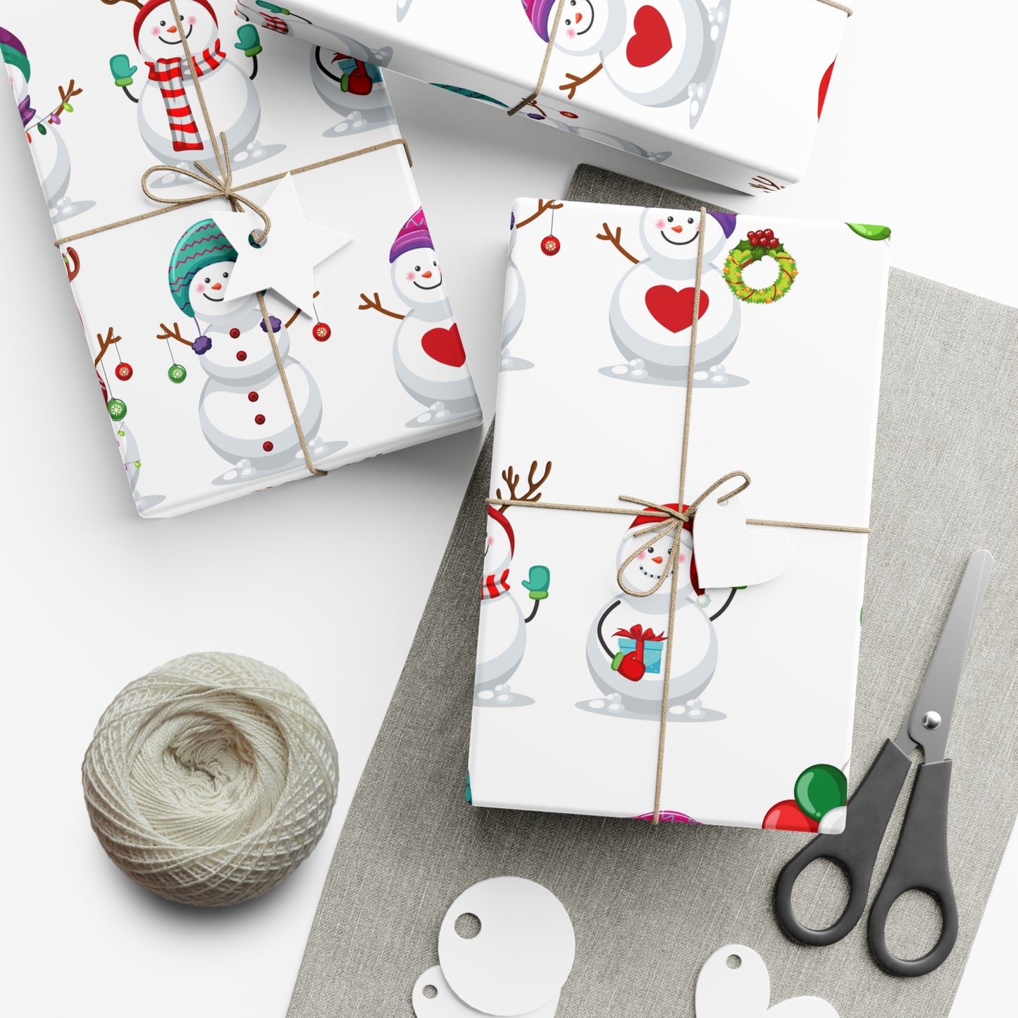 Gift Wrap Papers - Festive Snowman Holiday Cheer Wrapping Sheets