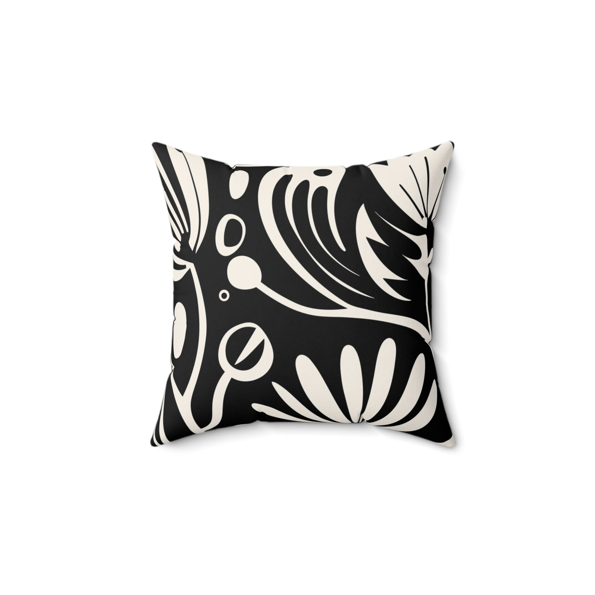 Boho Floral Throw Pillow, Modern Home Decor, Gift for Her, Couch Cushion, Black and White Pillow, Living Room Accent - aMOOsing Designs