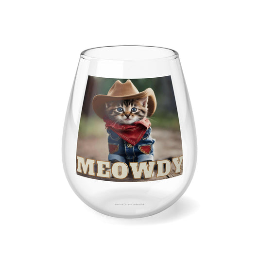 Meowdy- Stemless Wine Glass, 11.75oz.