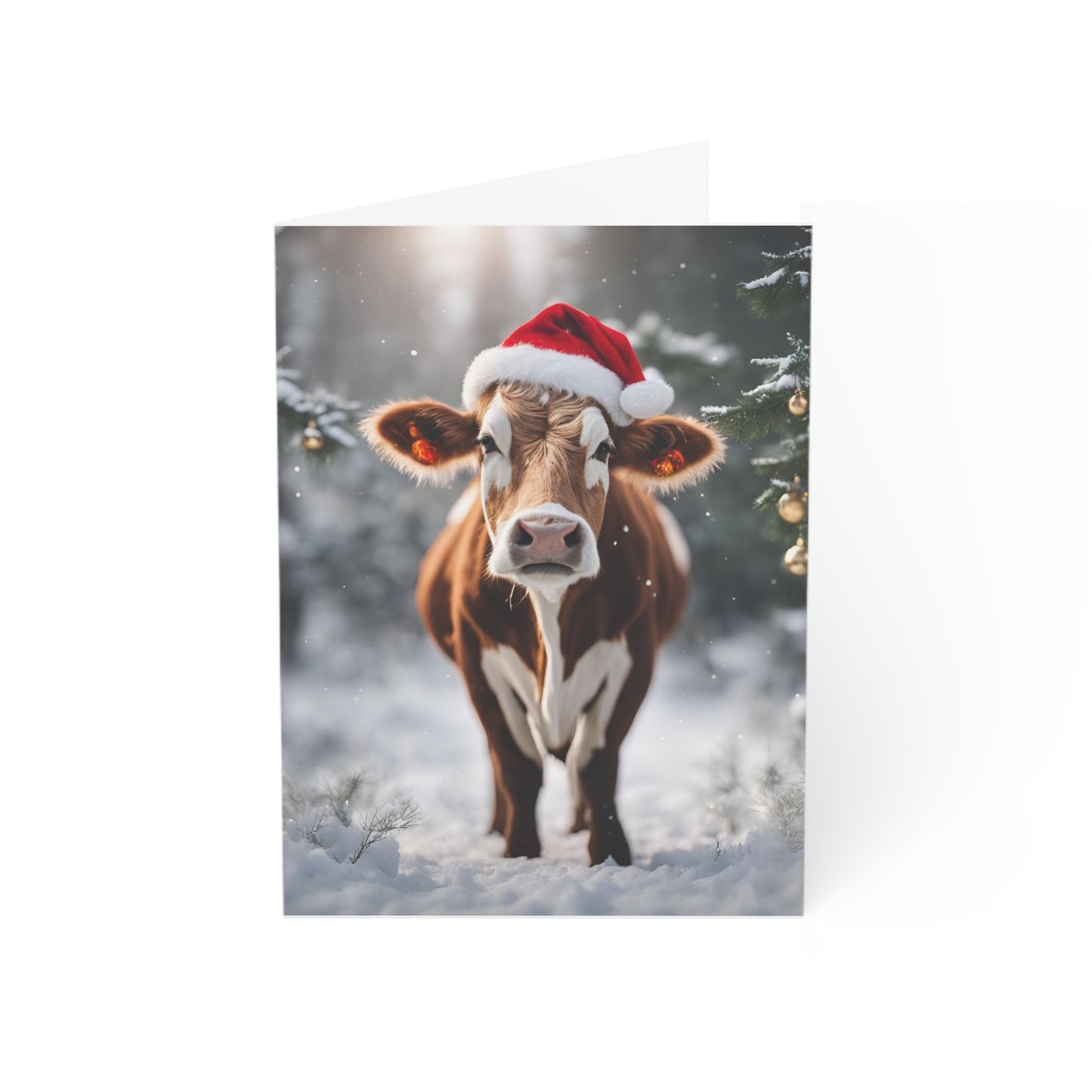 Festive Cow Christmas Greeting Cards - Fun Holiday Cards (1, 10, 30, 50 pcs)