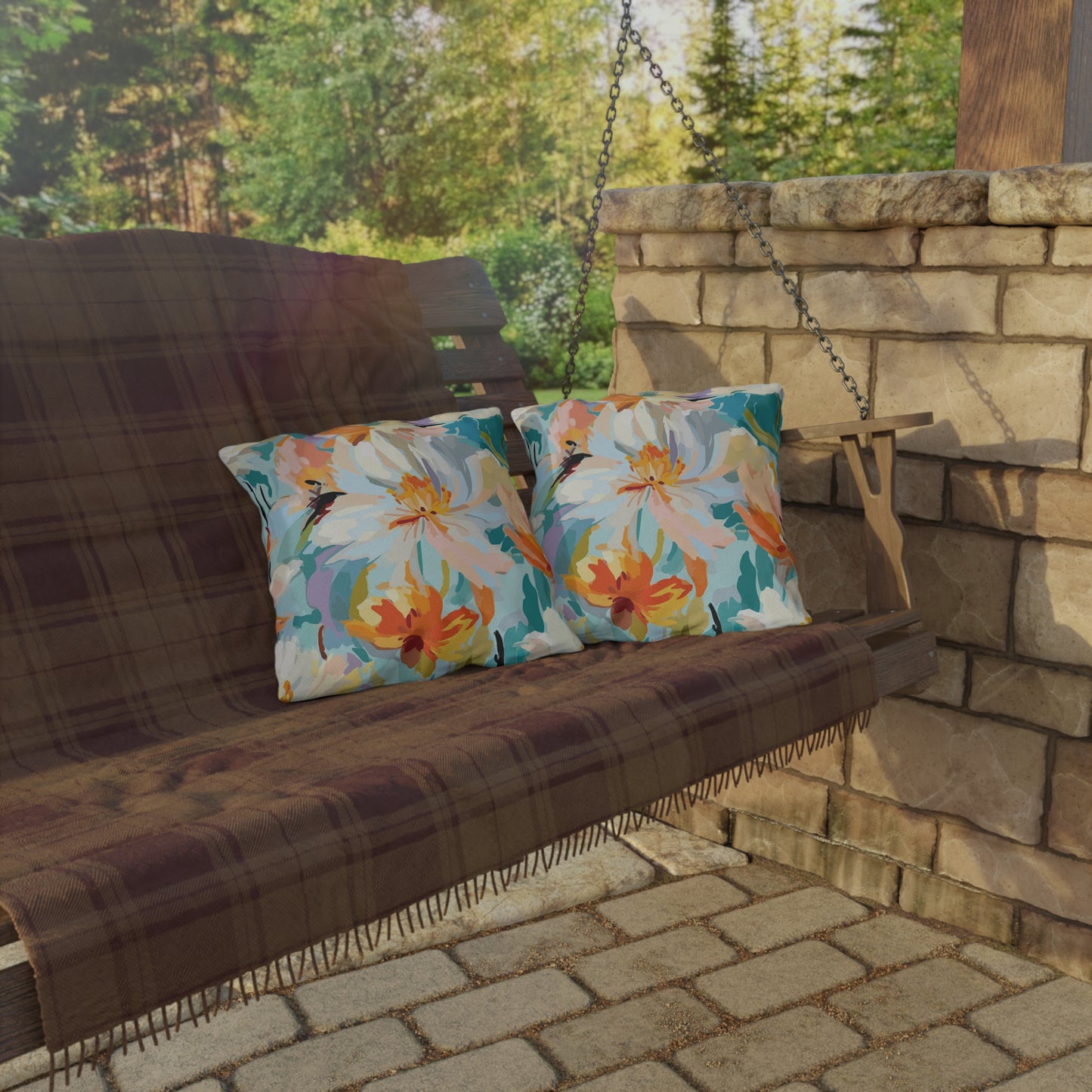 Vibrant Floral Outdoor Pillow - Decorate Your Patio or Garden - aMOOsing Designs