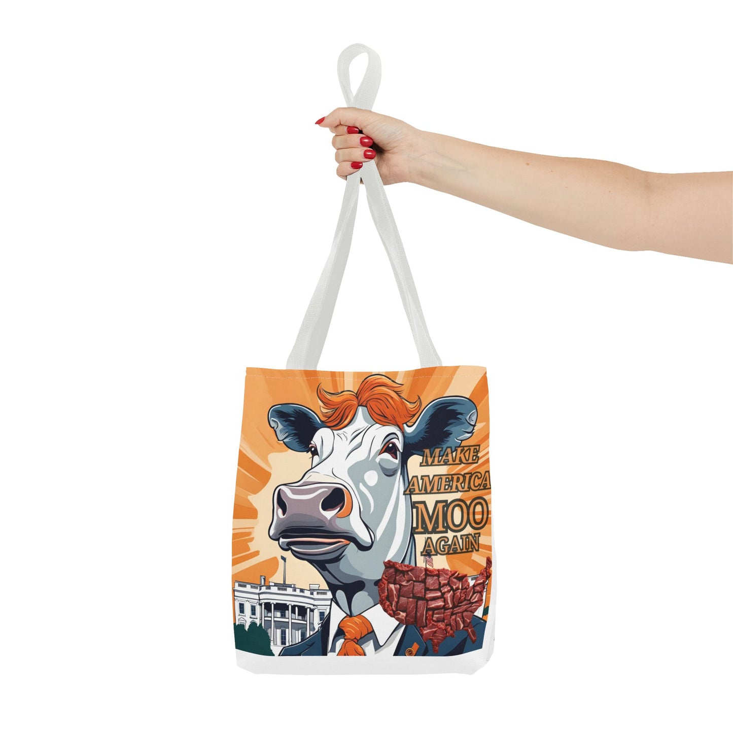 Make America Moo Again Tote Bag - Fun Cow Graphic for BBQ Lovers