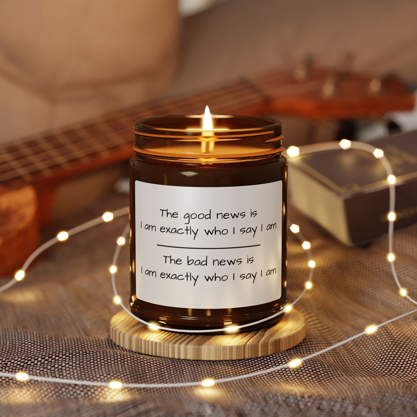 Funny Motivational Scented Soy Candle - Amber Jar with Affirmation Design