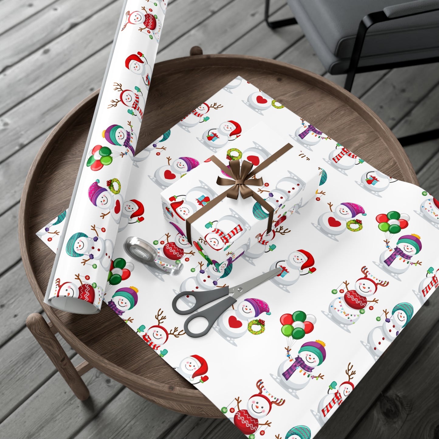 Gift Wrap Papers - Festive Snowman Holiday Cheer Wrapping Sheets