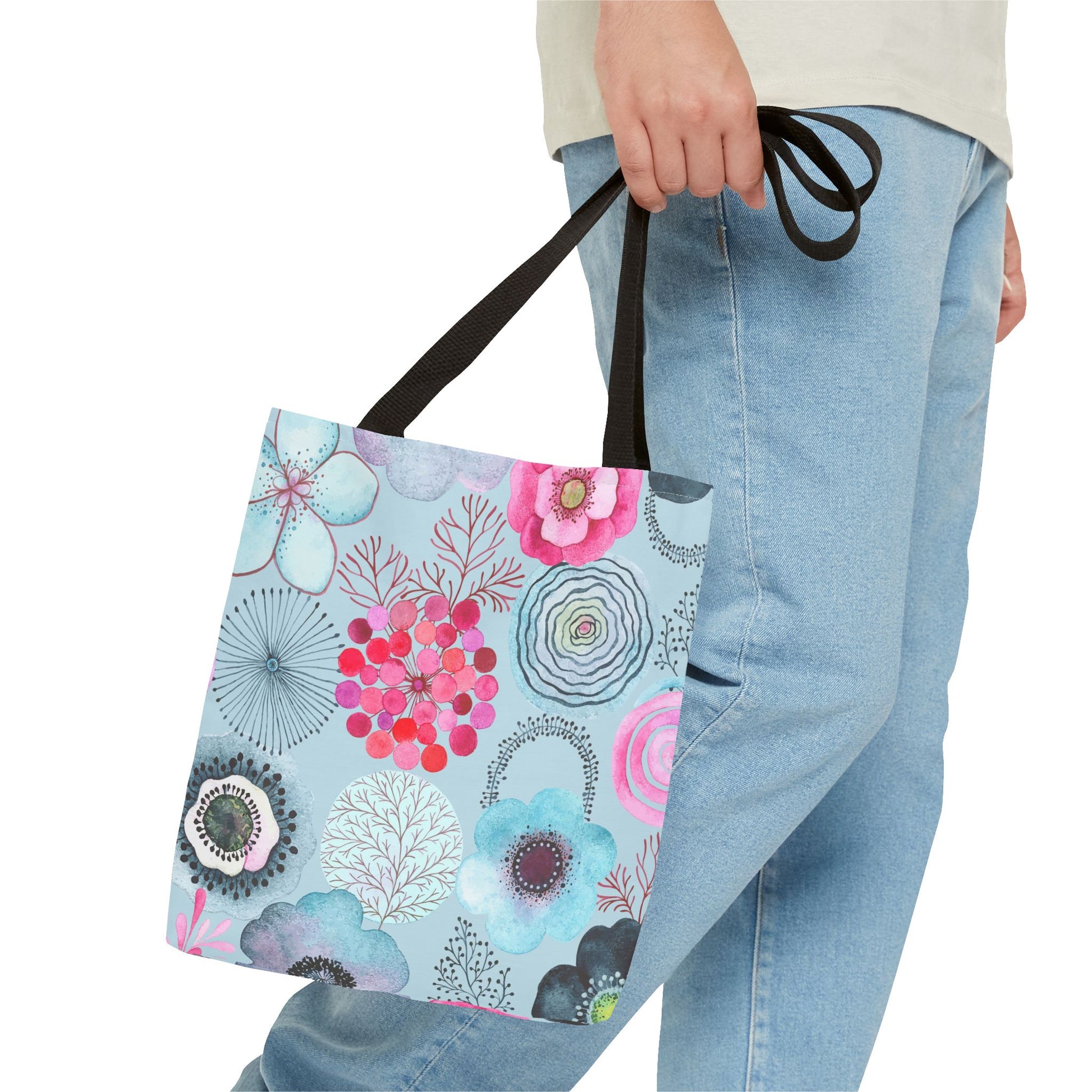 Floral Tote Bag, Perfect for Spring Outings, Beach Days, Shopping, Eco-Friendly Gift, Flower Design - aMOOsing Designs