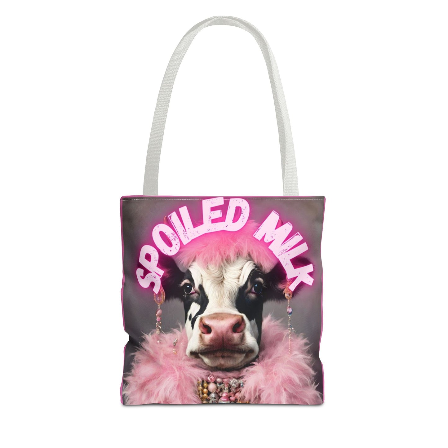 Spoiled Milk Funny Cow Tote Bag - Cute Animal Grocery Bag, Farmhouse Reusable Handbag, Printed Canvas Shopping Tote,