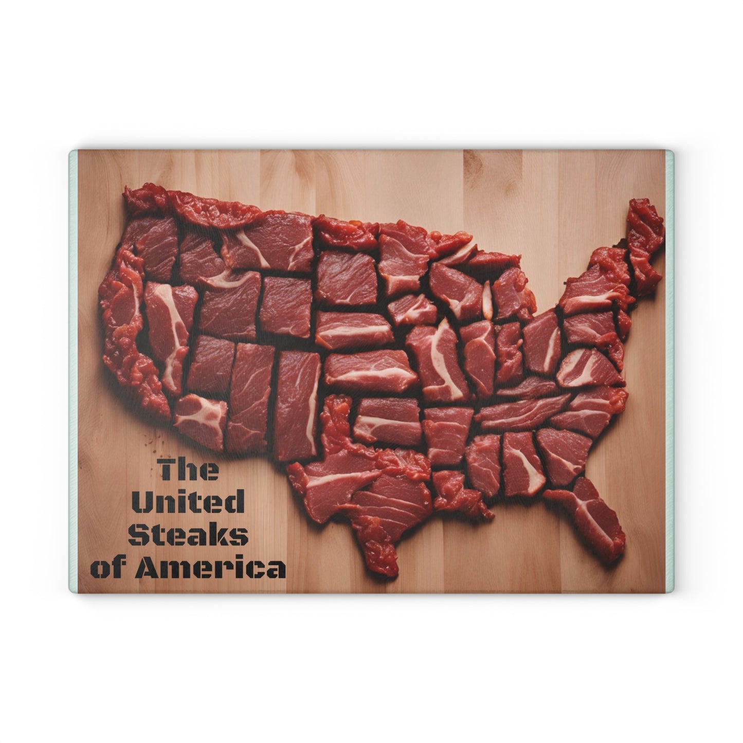 United Steaks of America Glass Cutting Board - Fun Culinary Gift for Meat Lovers