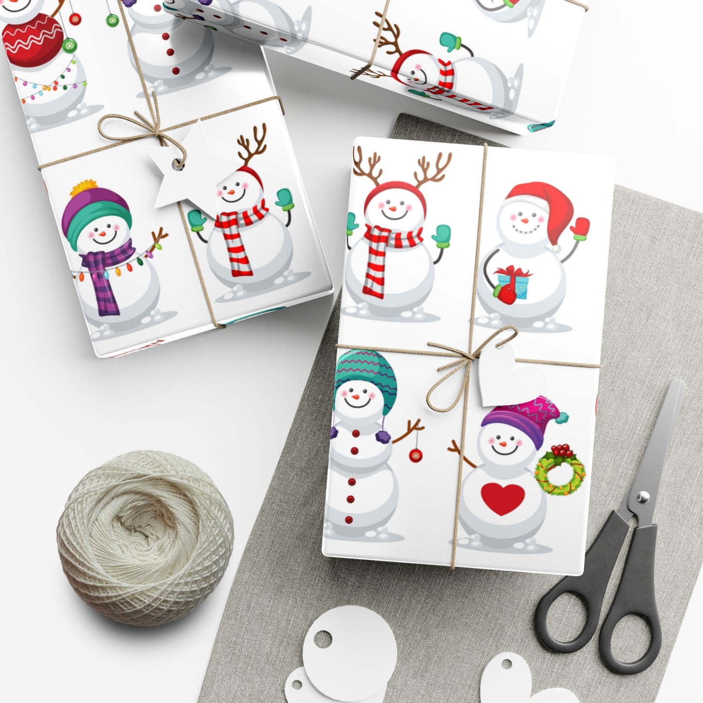 Gift Wrap Papers - Festive Snowman Holiday Cheer Wrapping Sheets