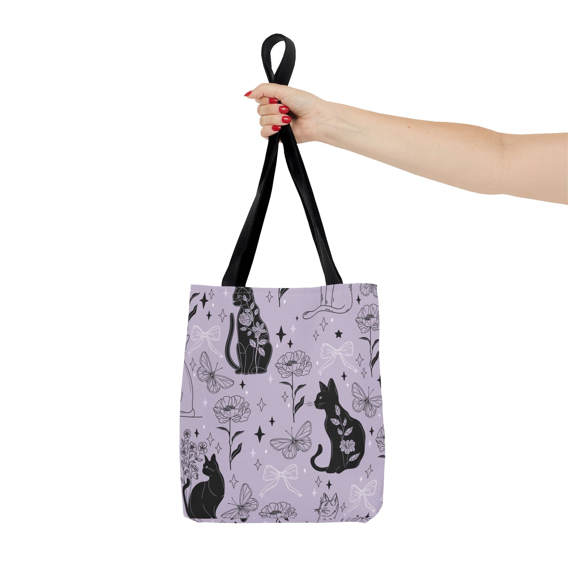 Chic Cat & Floral Tote Bag - Stylish Shopping Bag, Gift for Cat Lovers, Eco-Friendly Bag, Floral Design for All Occasions, Everyday Use - aMOOsing Designs