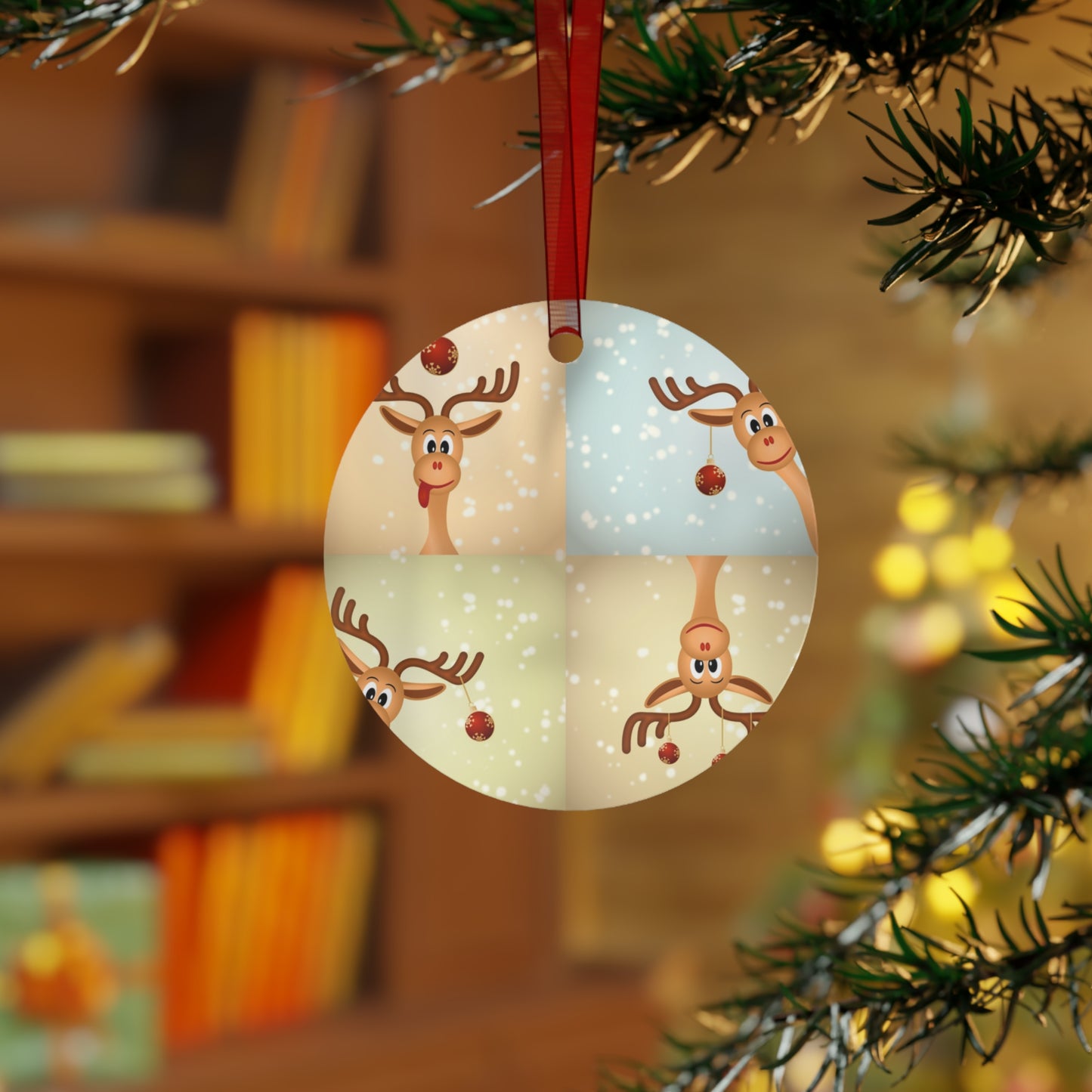Whimsical Reindeer Metal Ornaments, Cute Holiday Decorations, Christmas Tree Ornaments, Festive Décor, Gift Tags, Seasonal Home Decor