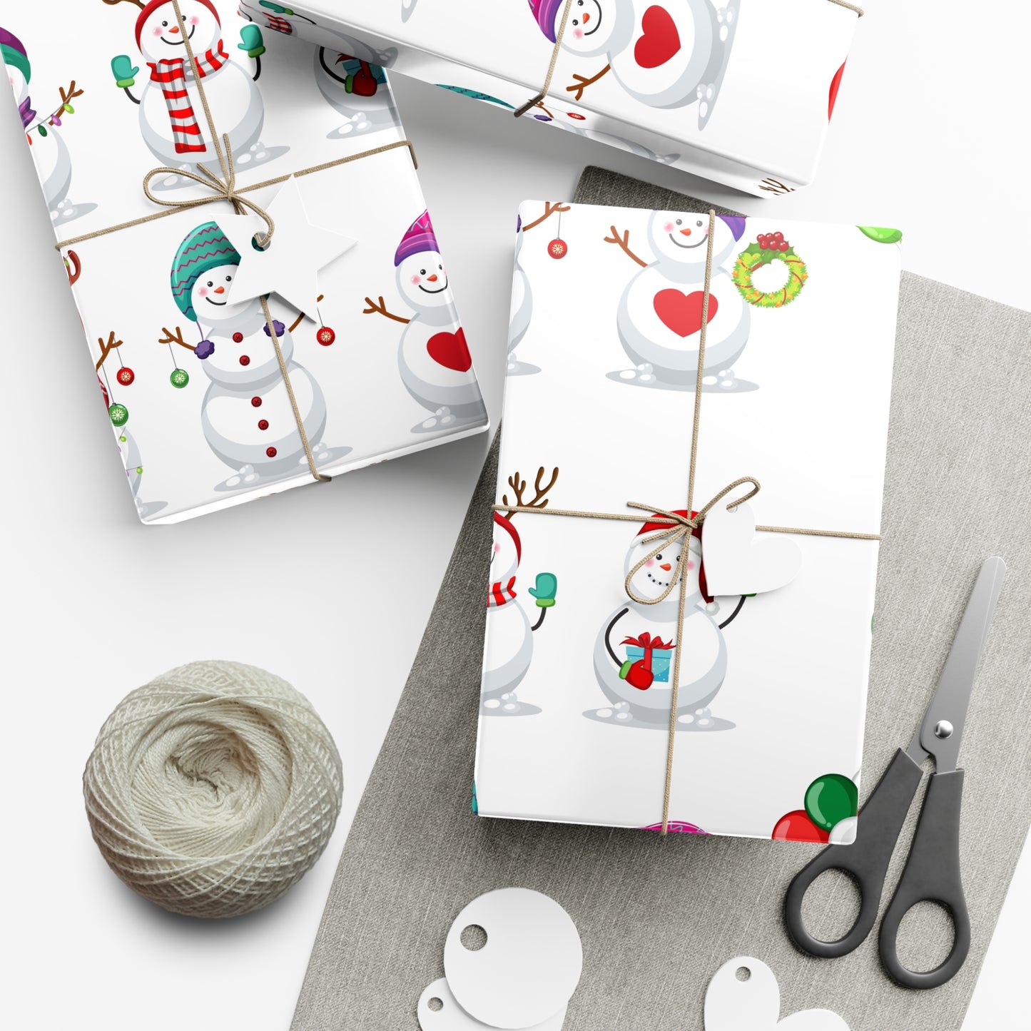 Gift Wrap Papers - Festive Snowman Holiday Cheer Wrapping Sheets