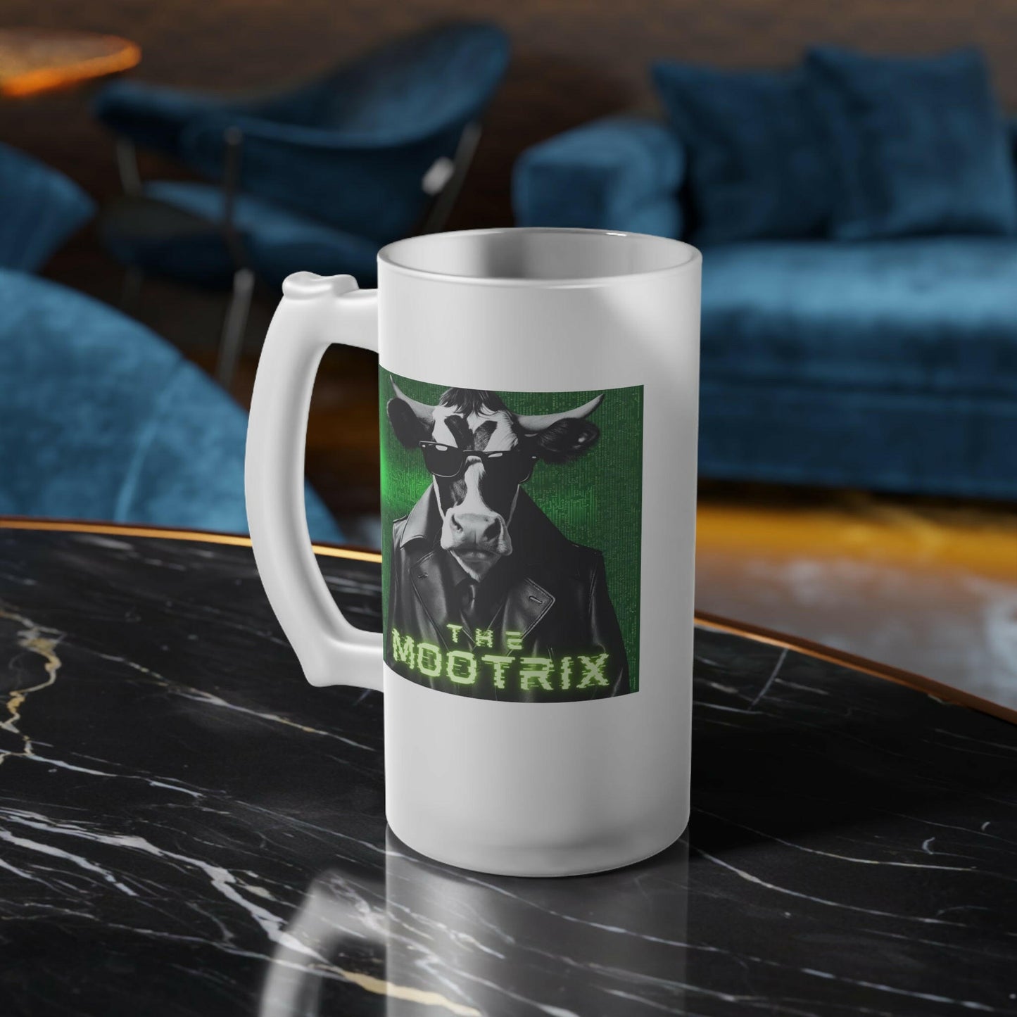 The MOOtrix-Frosted Glass Beer Mug.