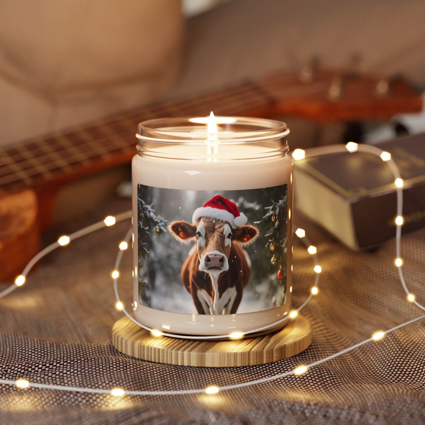 Festive Cow Scented Soy Candle | 9oz Holiday Aroma | Perfect Christmas Gift