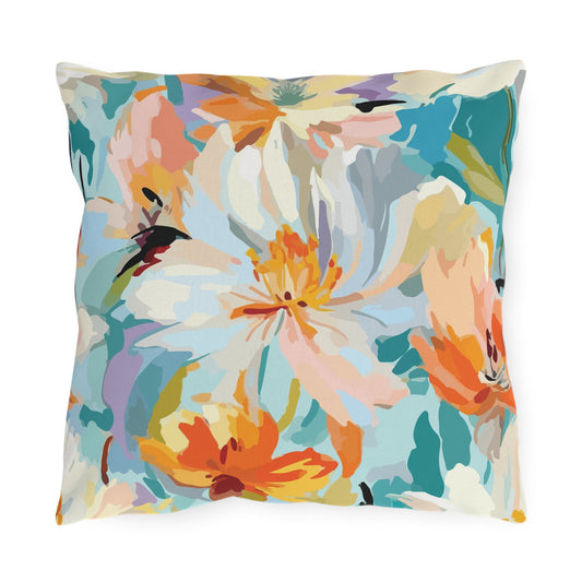 Vibrant Floral Outdoor Pillow - Decorate Your Patio or Garden - aMOOsing Designs