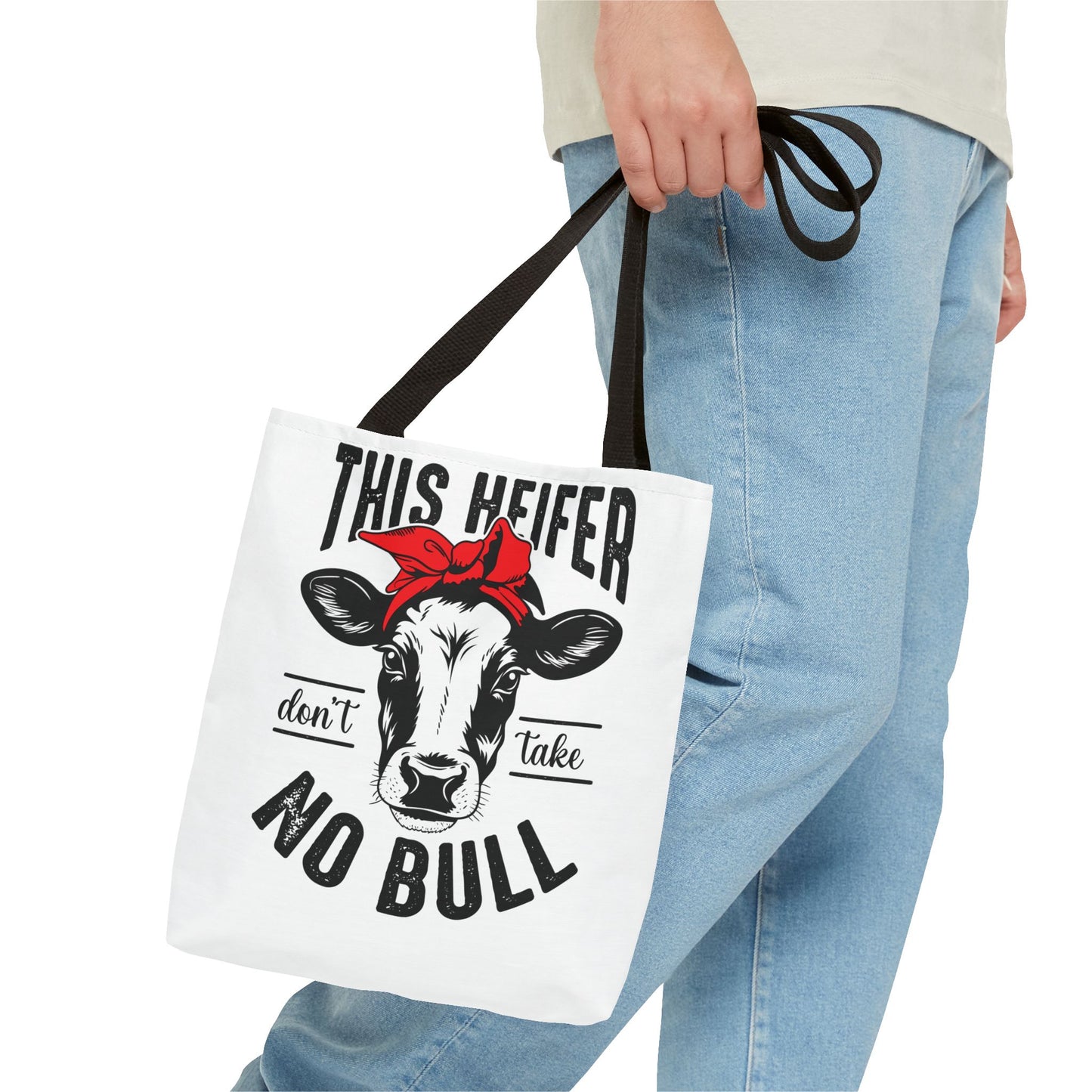 Funny Cow Tote Bag - This Heifer Don't Take No Bull, Farmhouse Style, - aMOOsing Designs